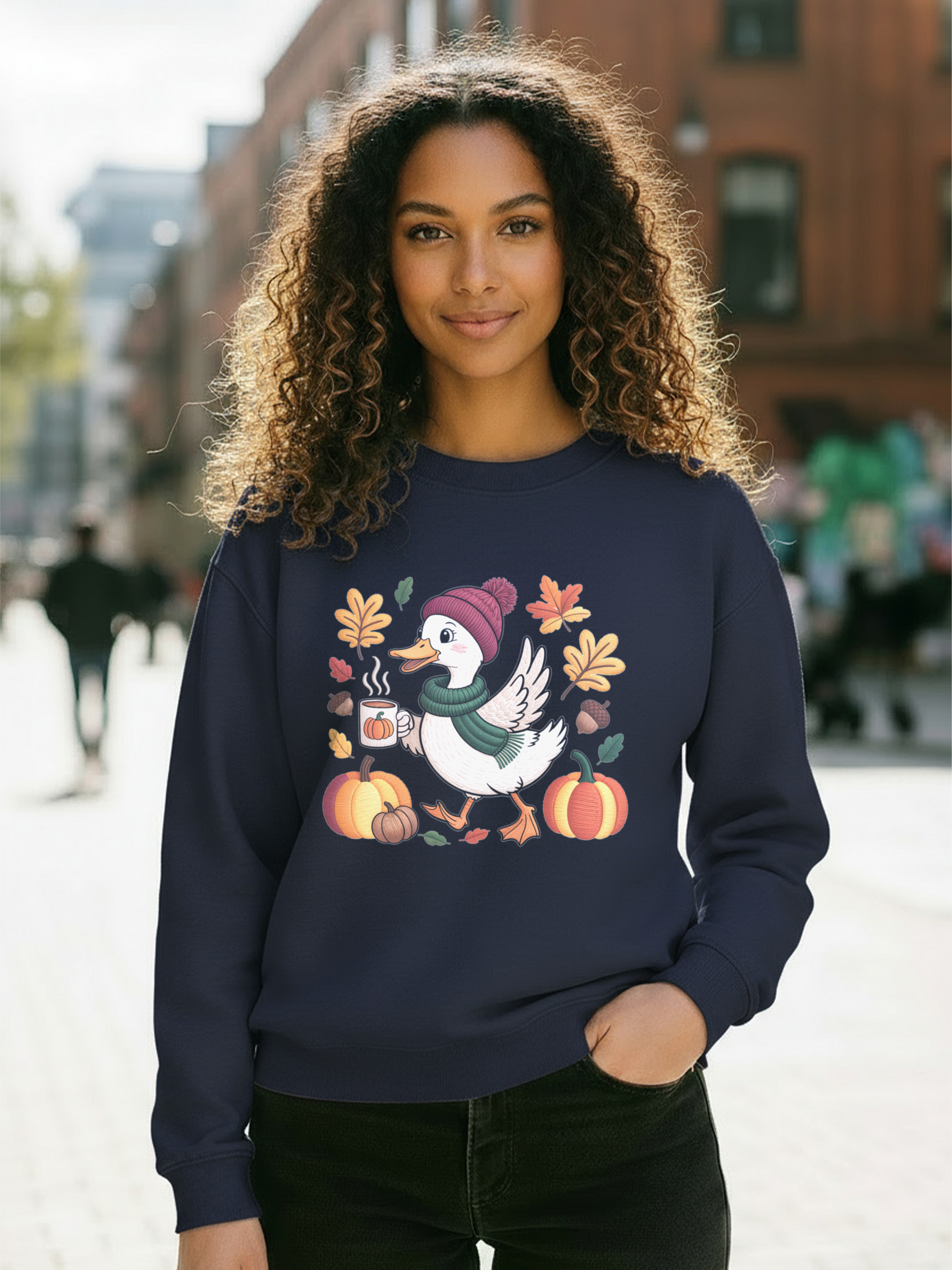 Fall Duck Sweatshirt, Cozy Autumn Pumpkin Sweatshirt, Vintage Fall Crewneck, Cute Animal Lover Gift, Thanksgiving Pullover, Cozy Season Sweatshirt