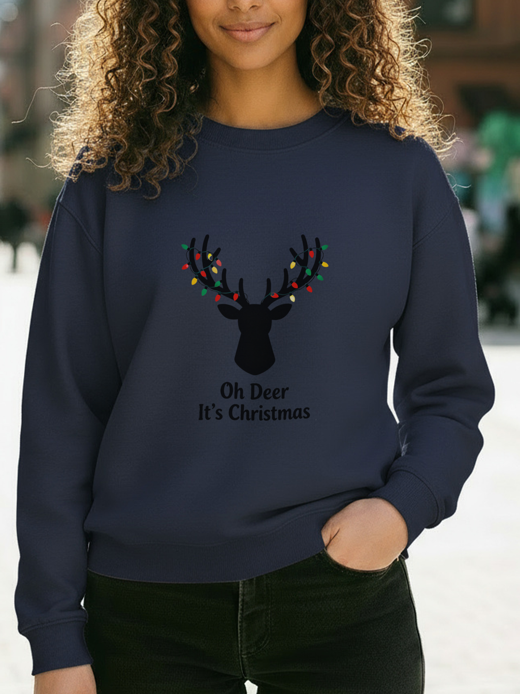 Oh Dear Christmas Sweatshirt, Deer Christmas Crewneck, Cute Christmas Woman Sweater, Christmas Gift Sweater, Holiday Shirt, Xmas Sweatshirt