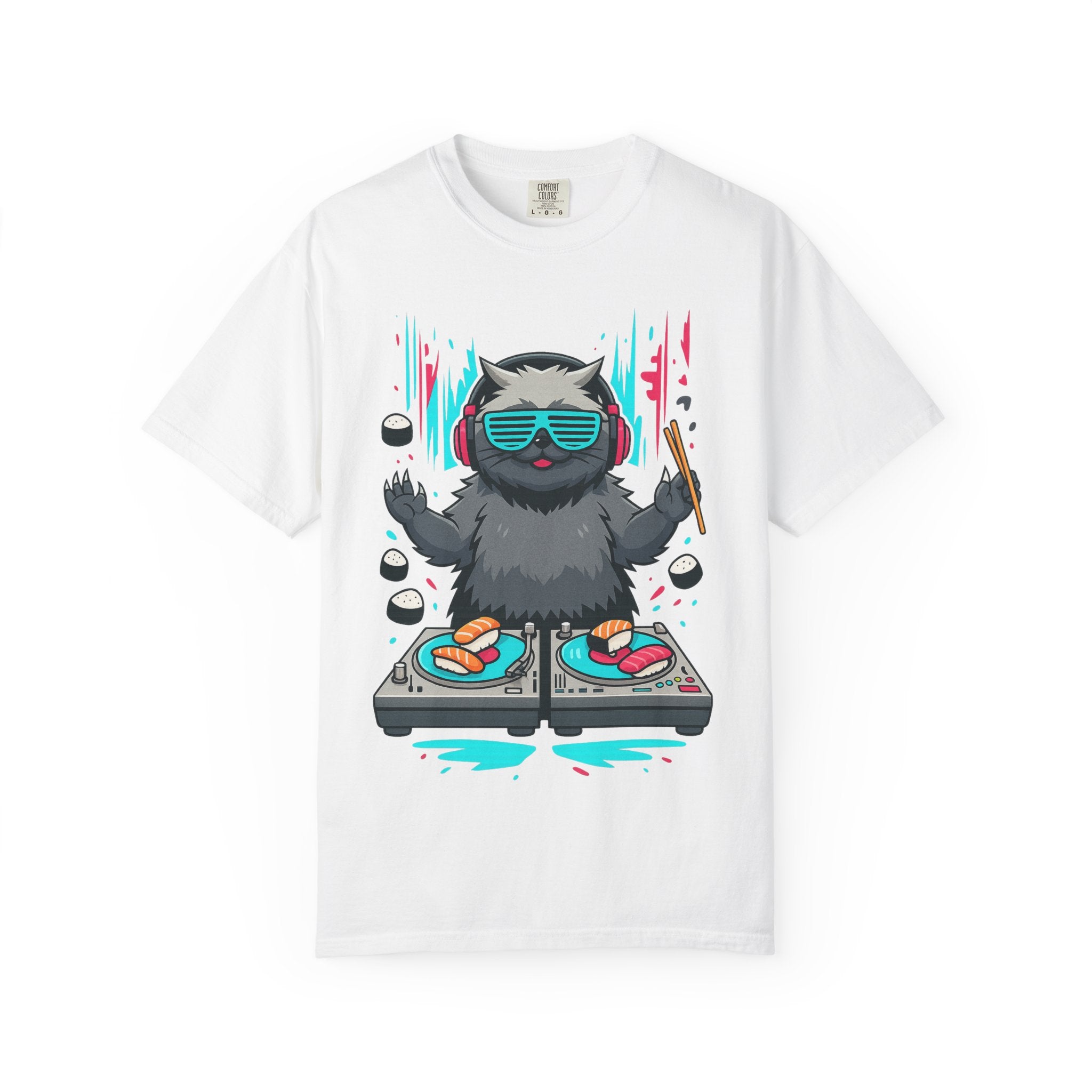Sushi Beats Tee – Kawaii Bass, Premium Threads, Fun Music Tee, Music Lover Gift, Party Wear, Unique Graphic Shirt