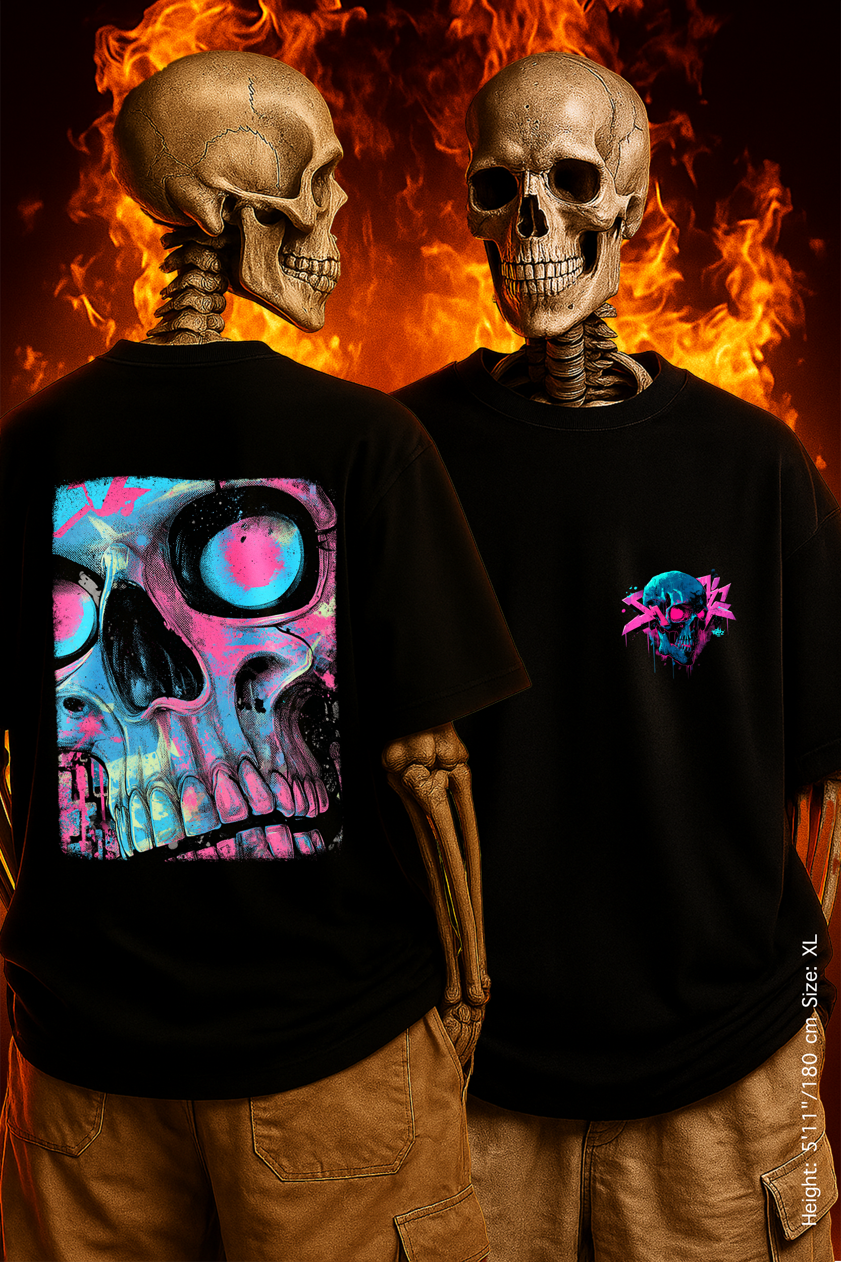 Dead Drip Tee – Street Grit Meets Neon Glow. Vibrant Graphic T-Shirt with Skull Design, Trendy Unisex Tee, Streetwear Style, Casual Outfit, Perfect for Festivals