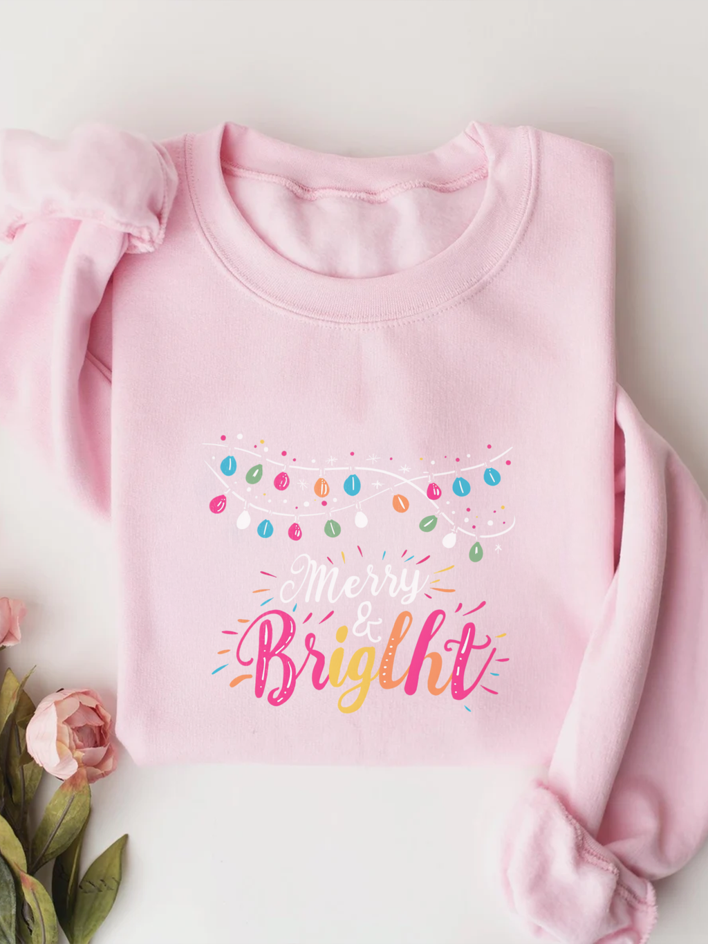Merry and Bright Sweatshirt, Christmas Crewneck, Family Christmas Sweater, Christmas Shirt for Women, Merry Christmas Sweatshirt, Holiday Woman Gift