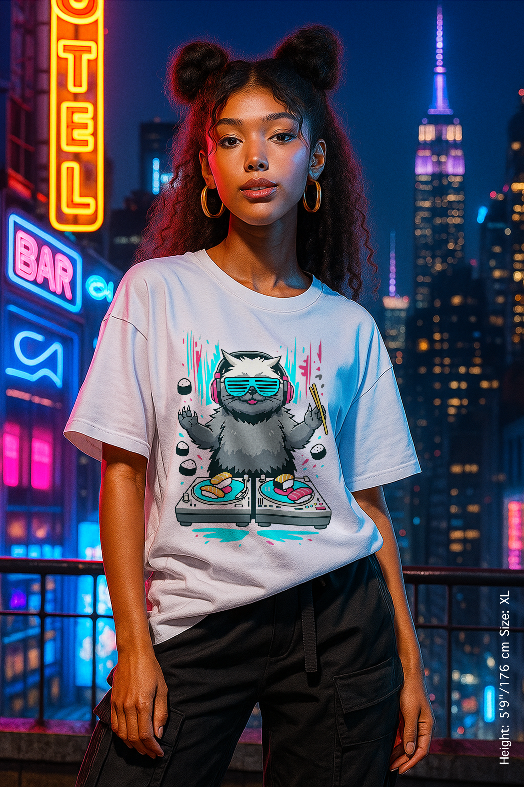 Sushi Beats Tee – Kawaii Bass, Premium Threads, Fun Music Tee, Music Lover Gift, Party Wear, Unique Graphic Shirt
