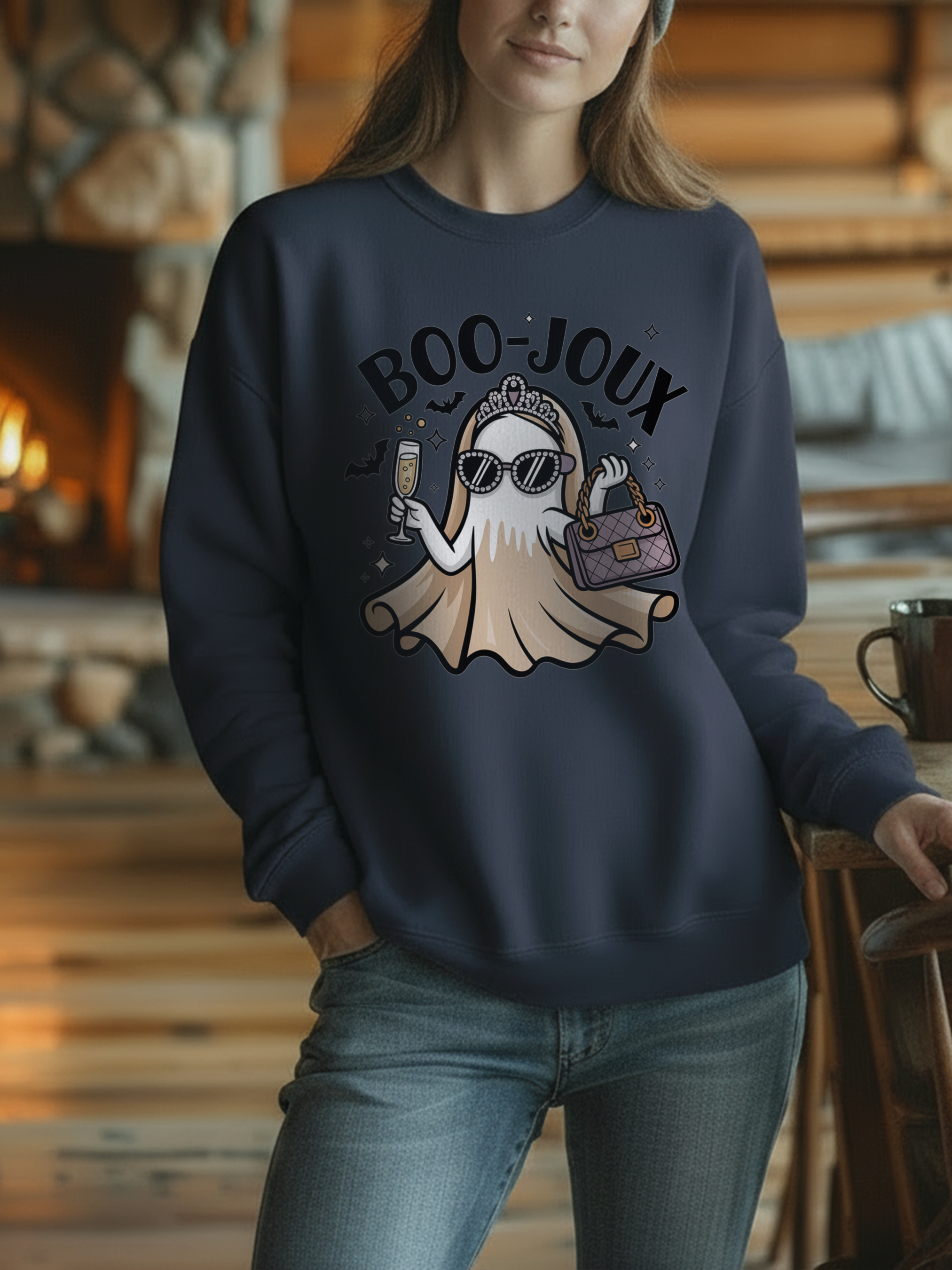 Boo-joux Ghost Sweatshirt, Funny Halloween Sweatshirt, Boujee Ghost Pullover, Spooky Season Crewneck, Glam Ghost Shirt, Fall Party Sweatshirt