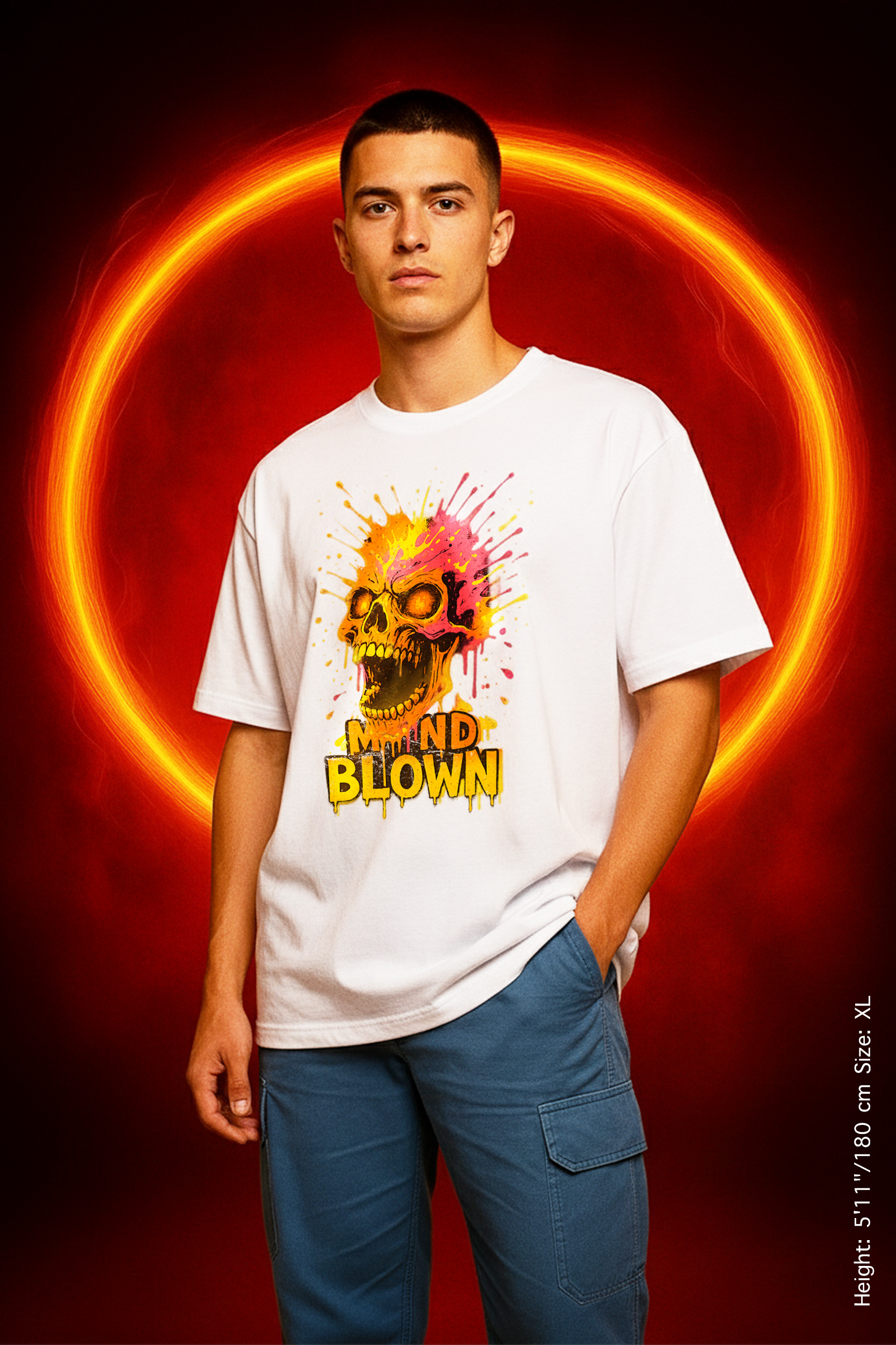 Mind Blown Tee – Loud, Lit, and Losing It. Vibrant Skull Graphic T-shirt - Perfect for Halloween, Concerts, Party Wear, Art Lovers, Unique Gift Idea