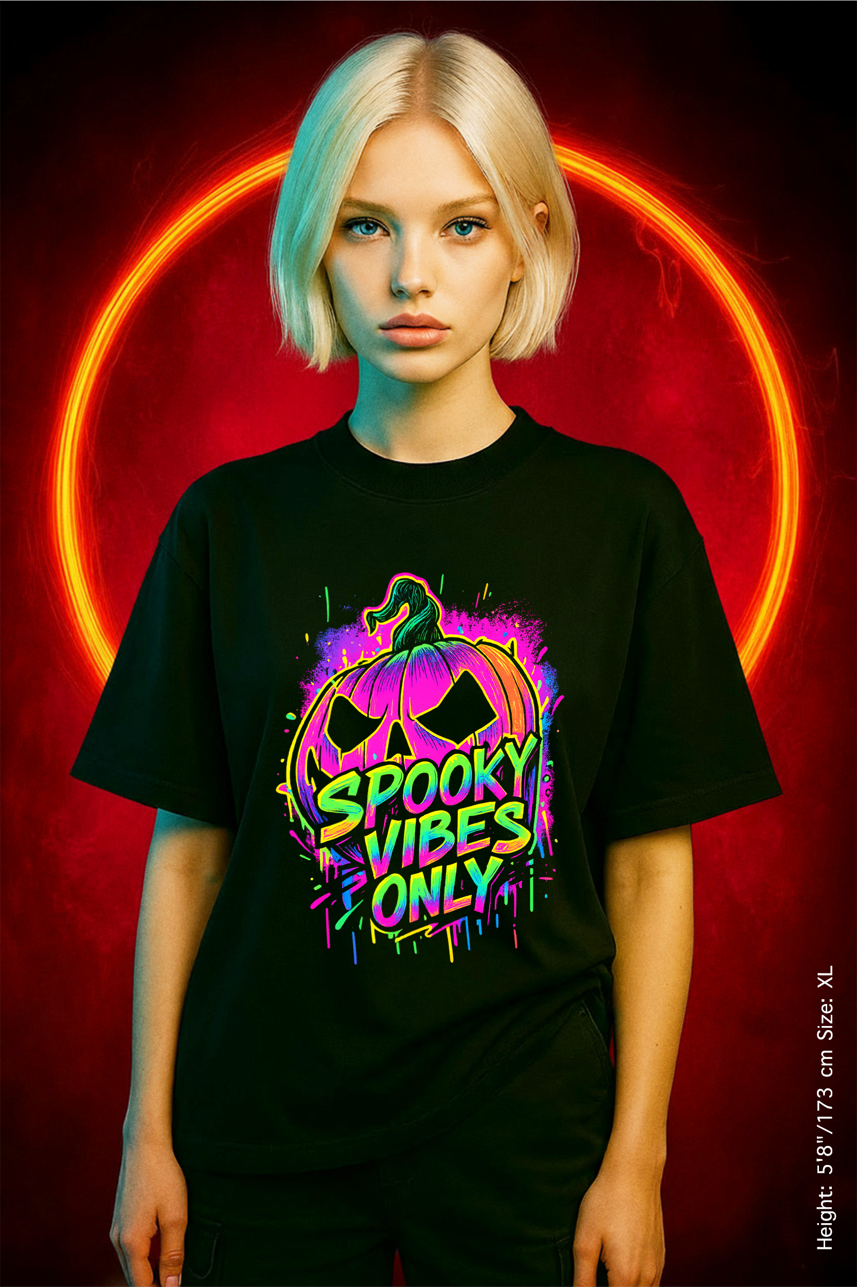 🎃 Spooky Vibes Only Tee - Neon Nights & Pumpkin Bites. Unisex Garment-Dyed T-shirt