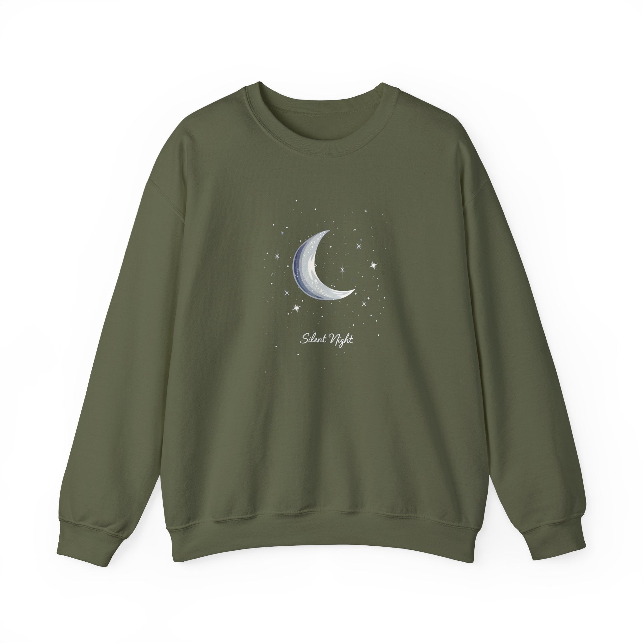 Silent Night Christmas Sweatshirt, Moon Christmas Crewneck, Winter Woman Sweater, Astronomy Lover Gift, Girly Holiday Sweatshirt for Woman