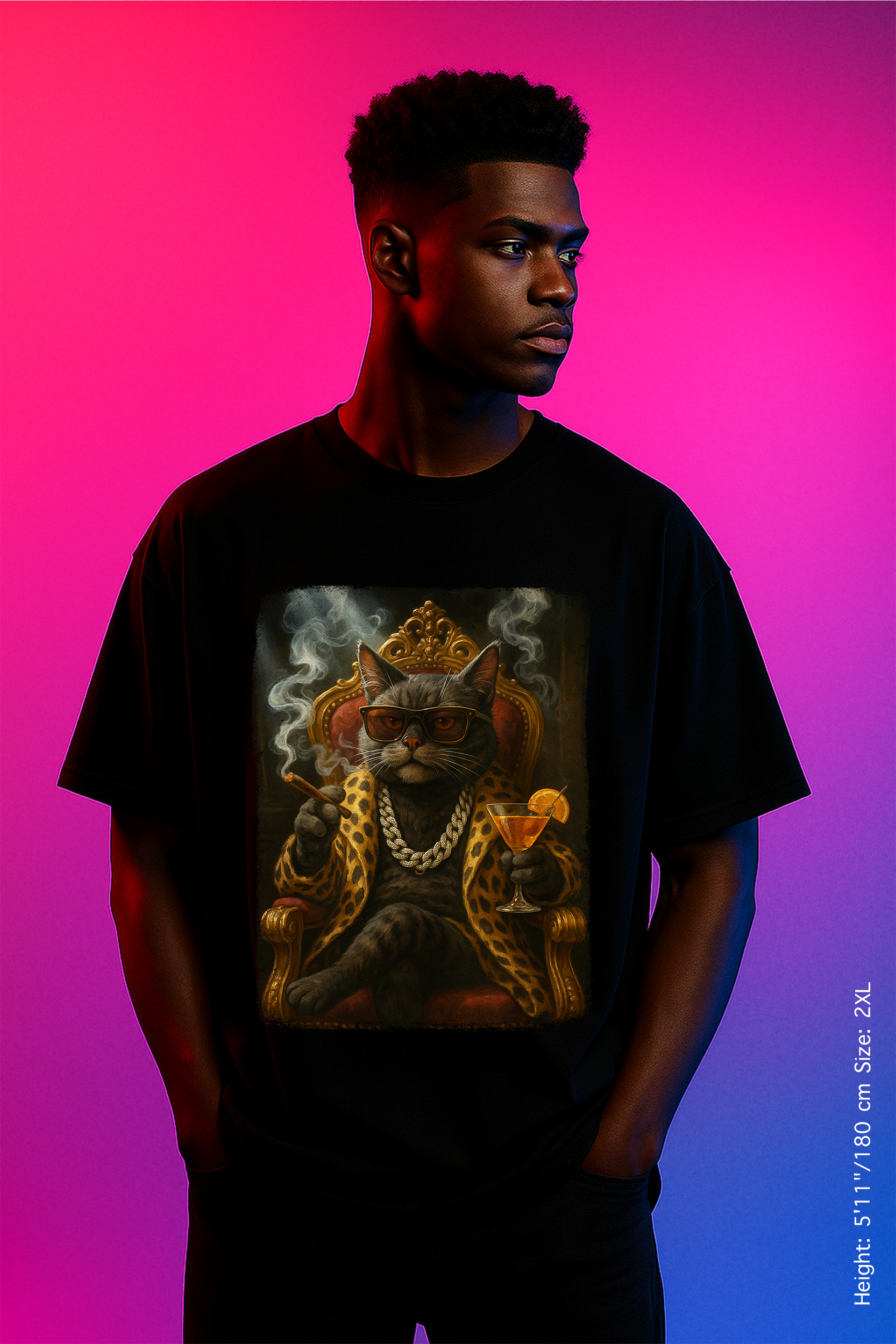 The Lounge Lord Tee – Feline Rich, Unbothered & Unapologetic. Majestic Cat T-Shirt, Animal Lovers Gift, Cool Casual Tee, Unique Graphic Shirt, Cat-Themed Apparel, Birthday Gift Idea