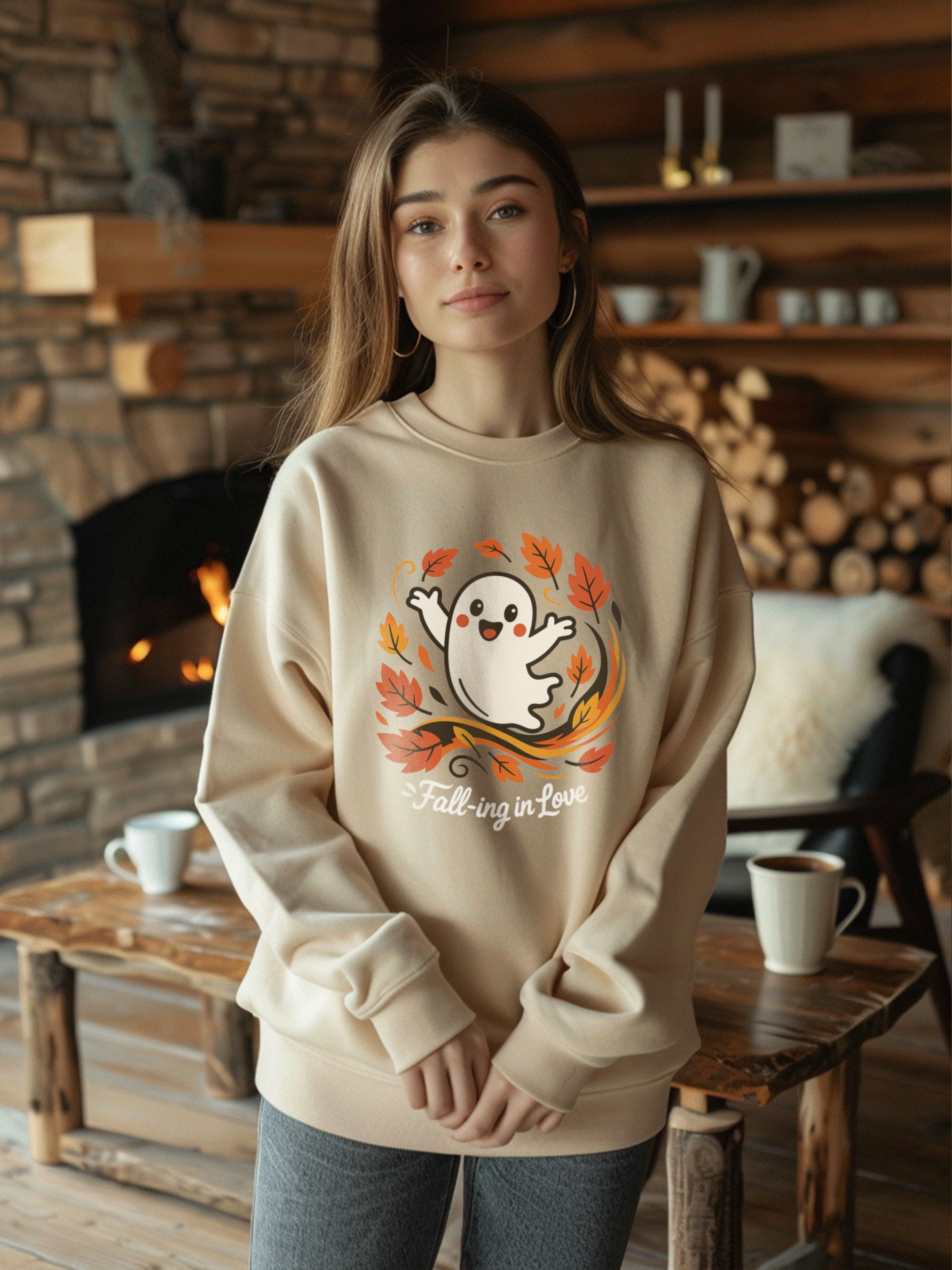 Ghost Fall Sweatshirt, Cute Halloween Crewneck, Cozy Fall Pullover, Autumn Aesthetic Crewneck, Spooky Season Gift, Fall Lovers Sweatshirt