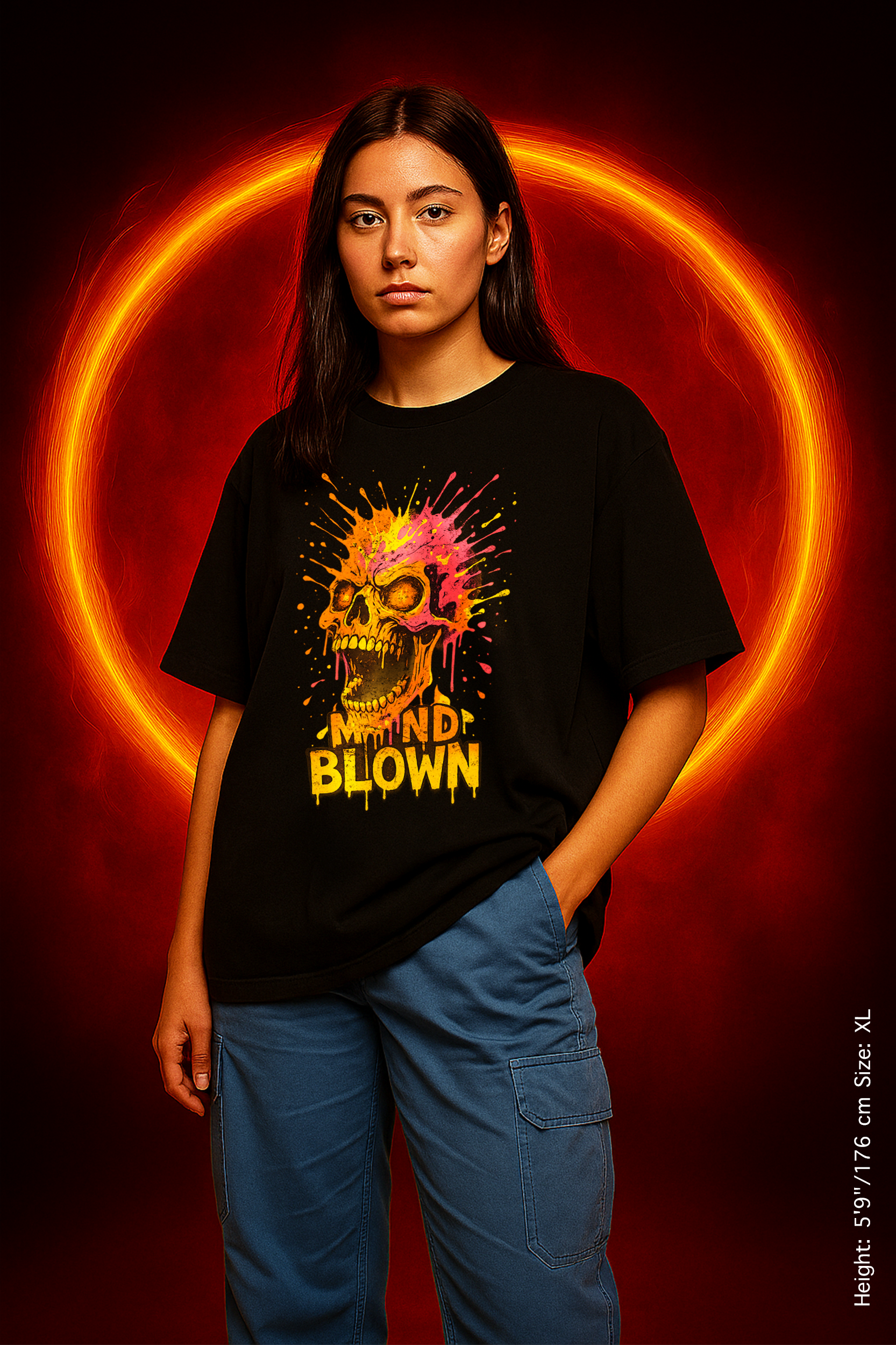 Mind Blown Tee – Loud, Lit, and Losing It. Vibrant Skull Graphic T-shirt - Perfect for Halloween, Concerts, Party Wear, Art Lovers, Unique Gift Idea