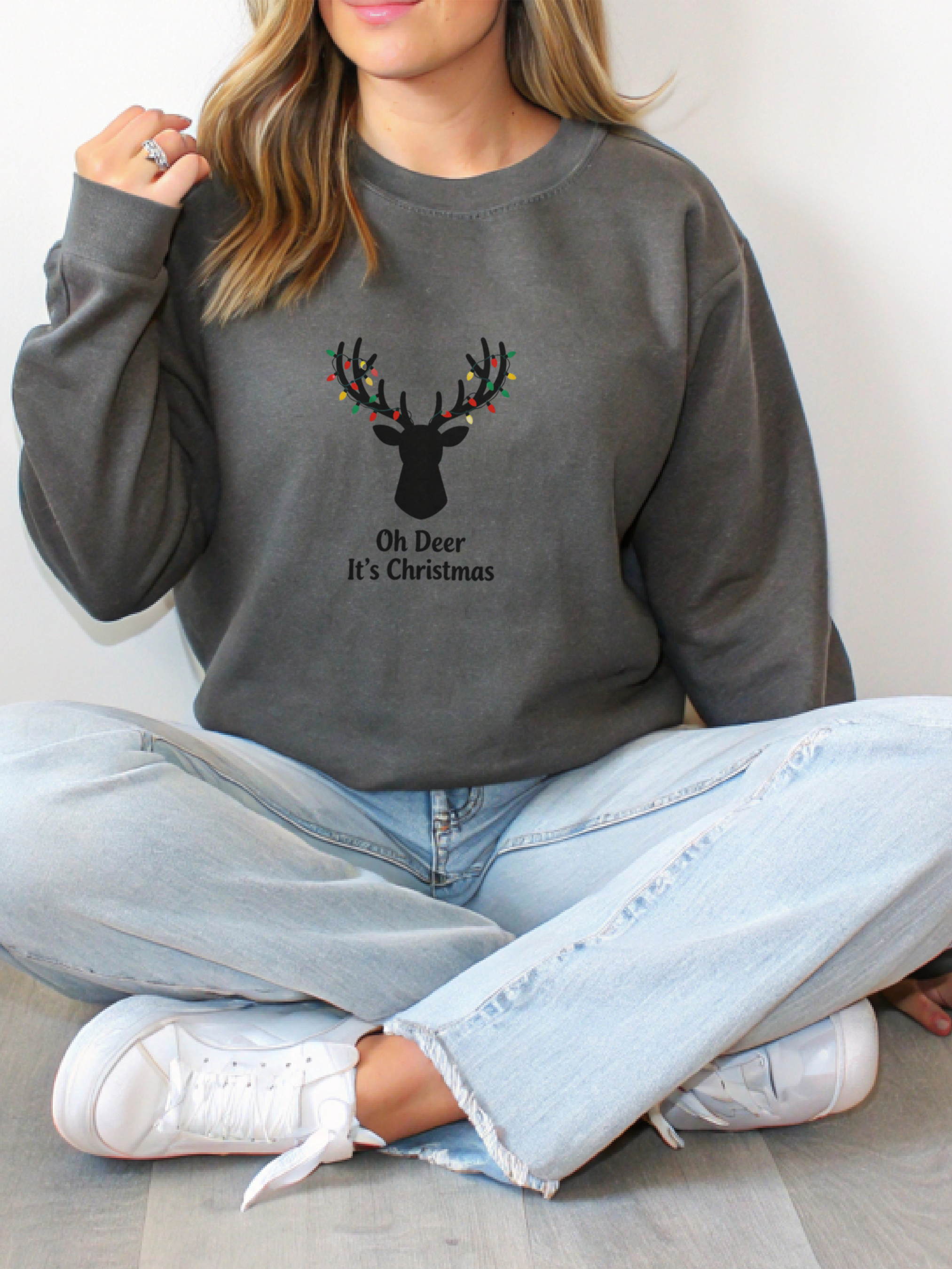Oh Dear Christmas Sweatshirt, Deer Christmas Crewneck, Cute Christmas Woman Sweater, Christmas Gift Sweater, Holiday Shirt, Xmas Sweatshirt