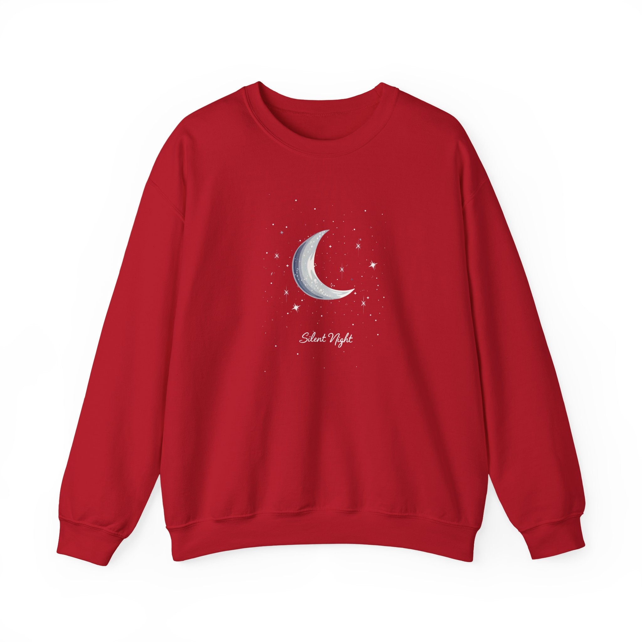 Silent Night Christmas Sweatshirt, Moon Christmas Crewneck, Winter Woman Sweater, Astronomy Lover Gift, Girly Holiday Sweatshirt for Woman