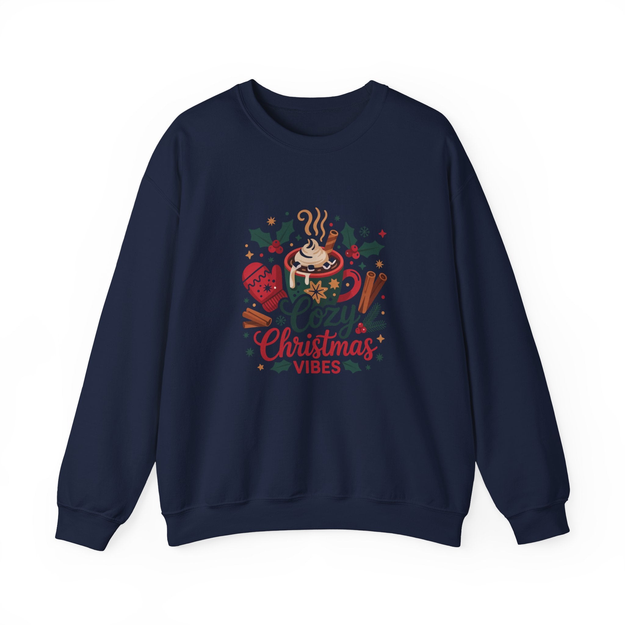Cozy Christmas Vibes Sweatshirt, Cozy Season Vibes Crewneck, Cocoa Christmas Sweater, Womens Xmas Party Crewneck, Festive Holiday Outfit
