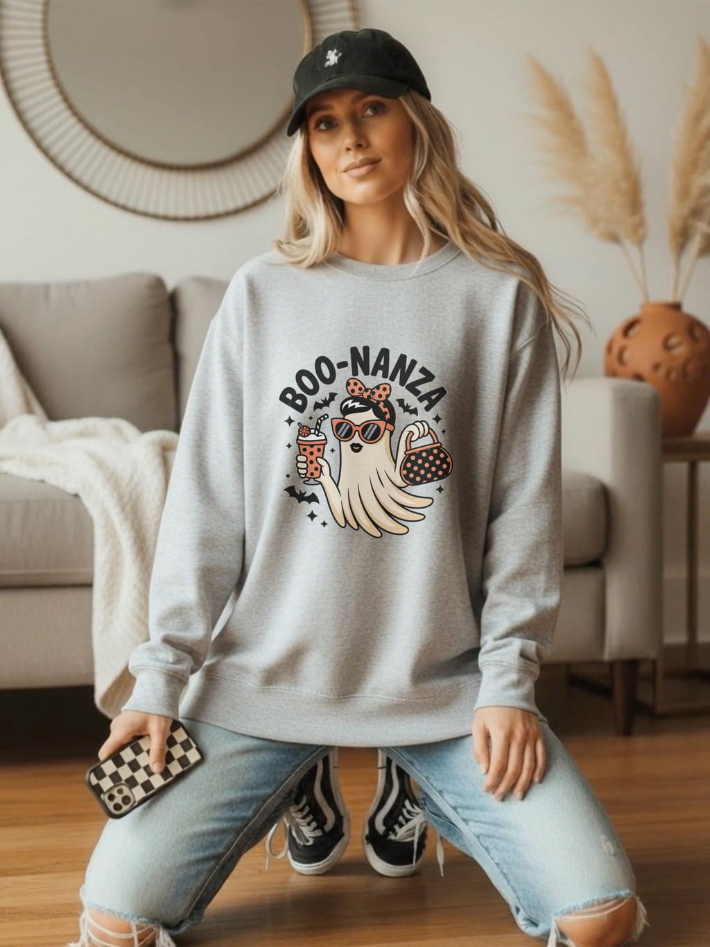 Boo-nanza Ghost Sweatshirt, Funny Halloween Sweatshirt, Boujee Ghost Pullover, Spooky Season Crewneck, Glam Halloween Shirt, Fall Aesthetic Sweatshirt