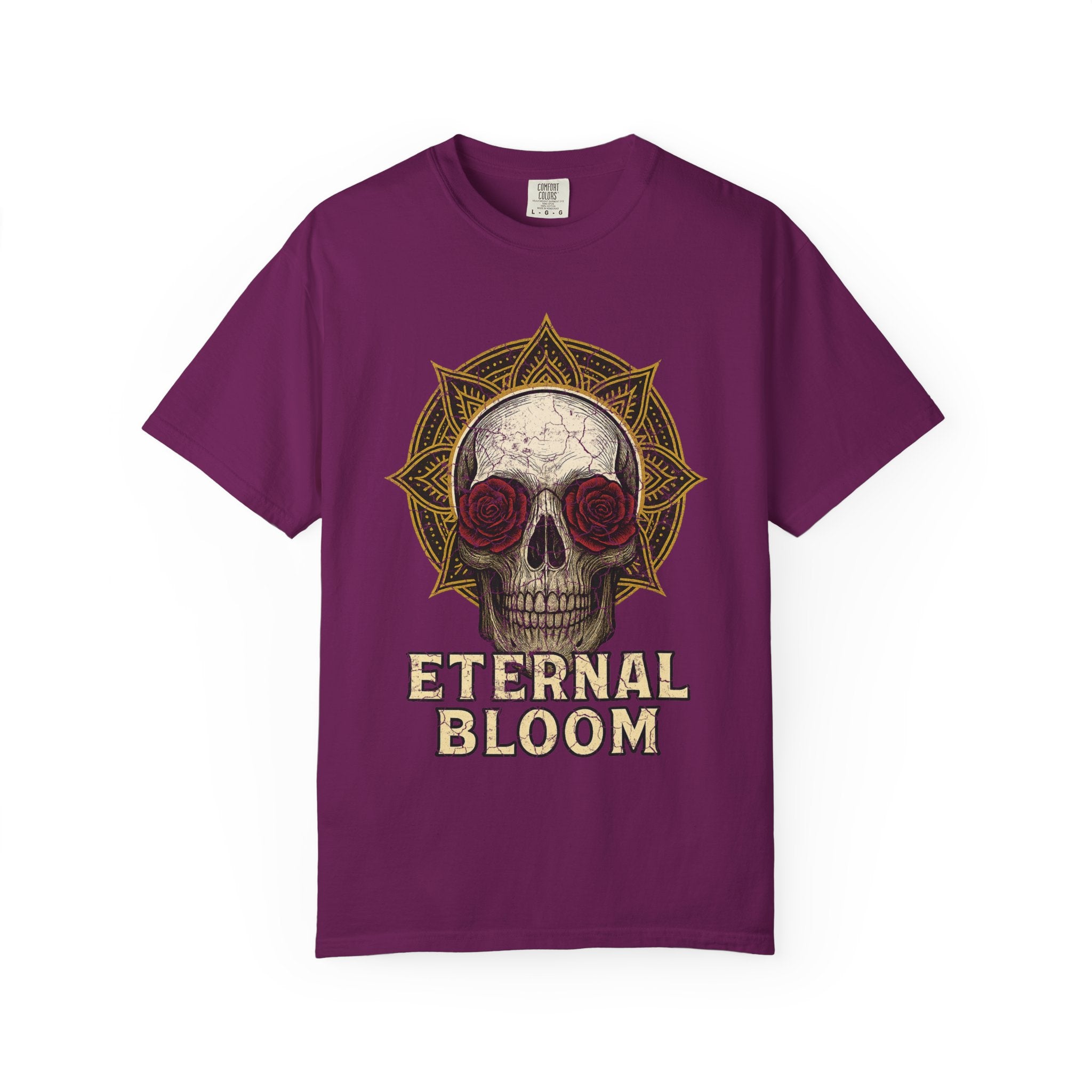 Eternal Bloom Tee – Death is Not the End. Unisex T-Shirt, Graphic Tee for Nature Lovers, Skull Design, Perfect for Festivals, Unique Gift Idea, Comfortable Casual Wear
