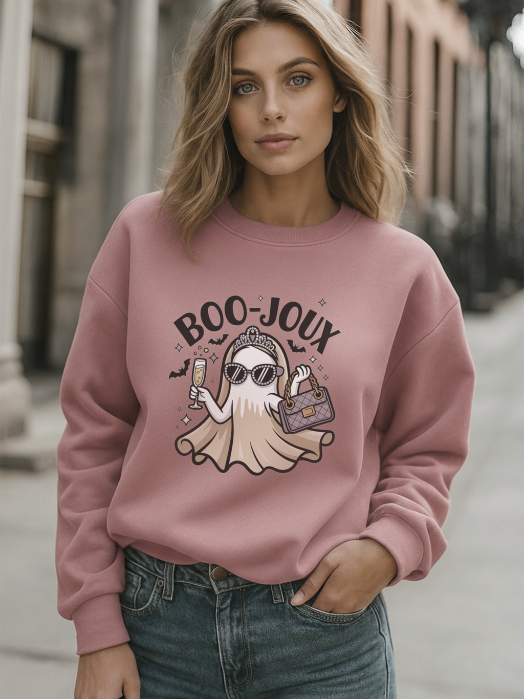 Boo-joux Ghost Sweatshirt, Funny Halloween Sweatshirt, Boujee Ghost Pullover, Spooky Season Crewneck, Glam Ghost Shirt, Fall Party Sweatshirt