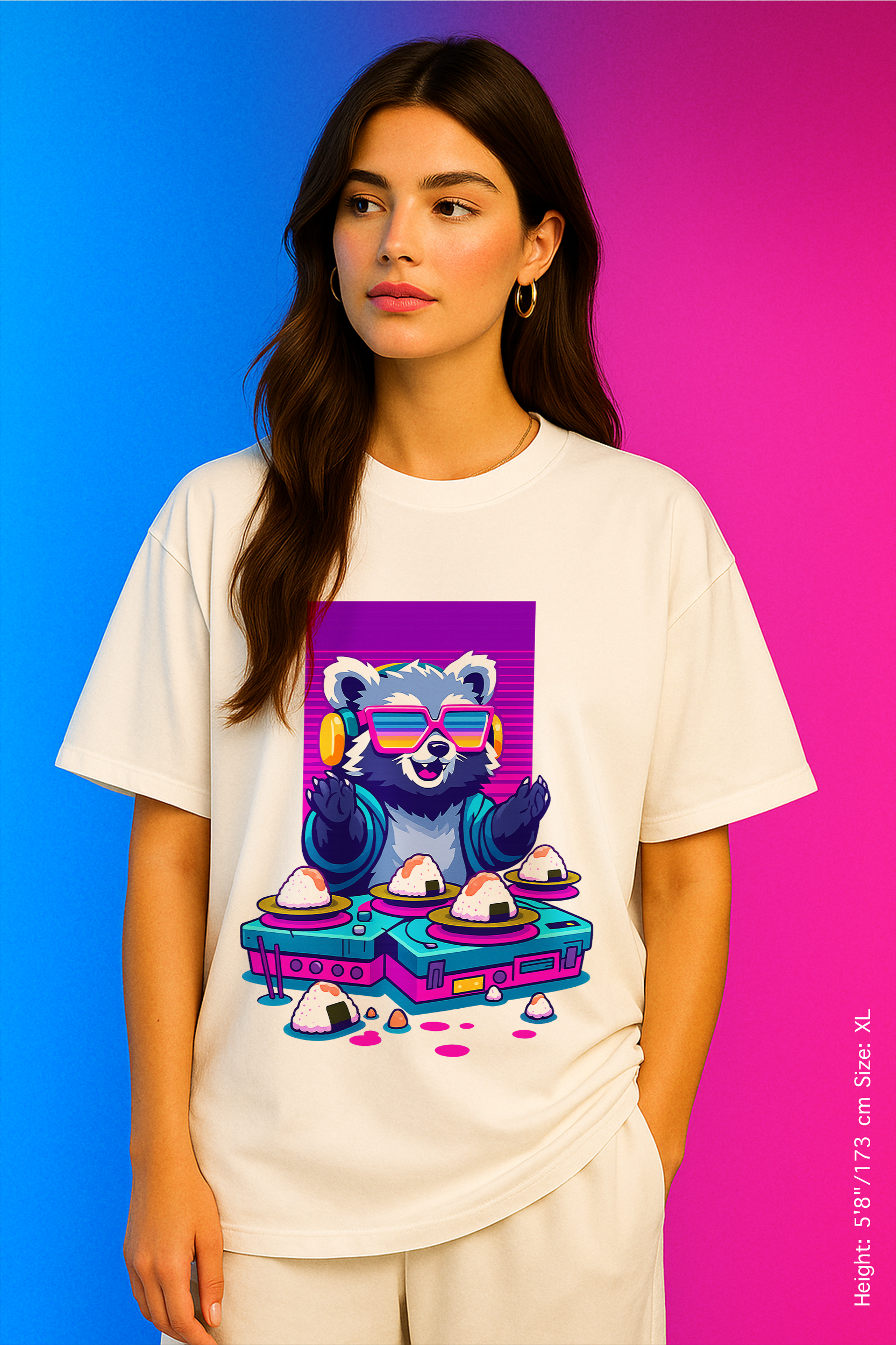 Sushi Drop Tee – Neon Beats & Rice Balls Unisex