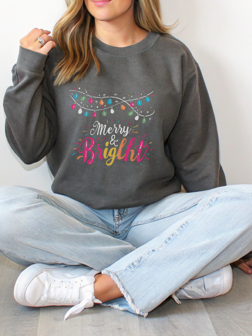 Merry and Bright Sweatshirt, Christmas Crewneck, Family Christmas Sweater, Christmas Shirt for Women, Merry Christmas Sweatshirt, Holiday Woman Gift