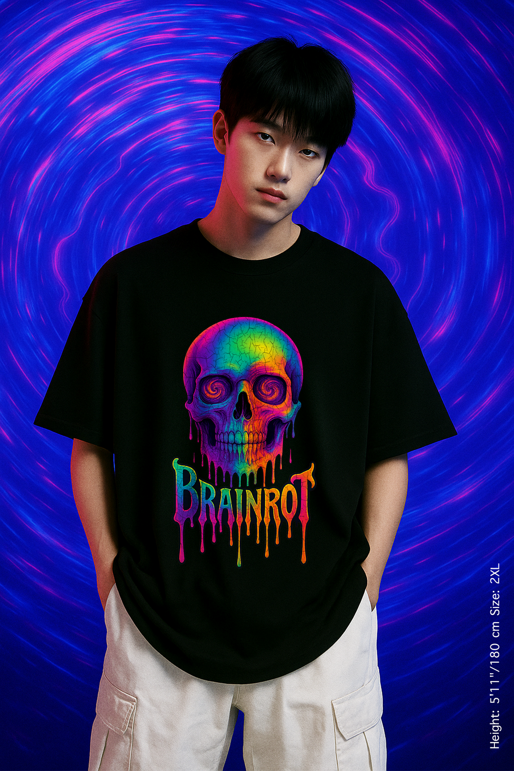 Brainrot Tee – Melting Minds Since Forever. Vibrant Skull Graphic Tee - Unisex Tie-Dye T-Shirt, Festival Wear, Music Concert Outfit, Edgy Streetwear, Halloween Shirt