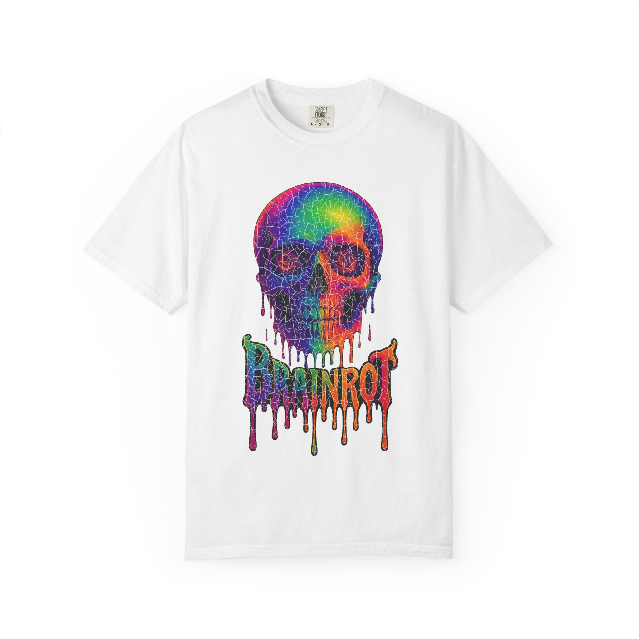 Brainrot Tee – Melting Minds Since Forever. Vibrant Skull Graphic Tee - Unisex Tie-Dye T-Shirt, Festival Wear, Music Concert Outfit, Edgy Streetwear, Halloween Shirt
