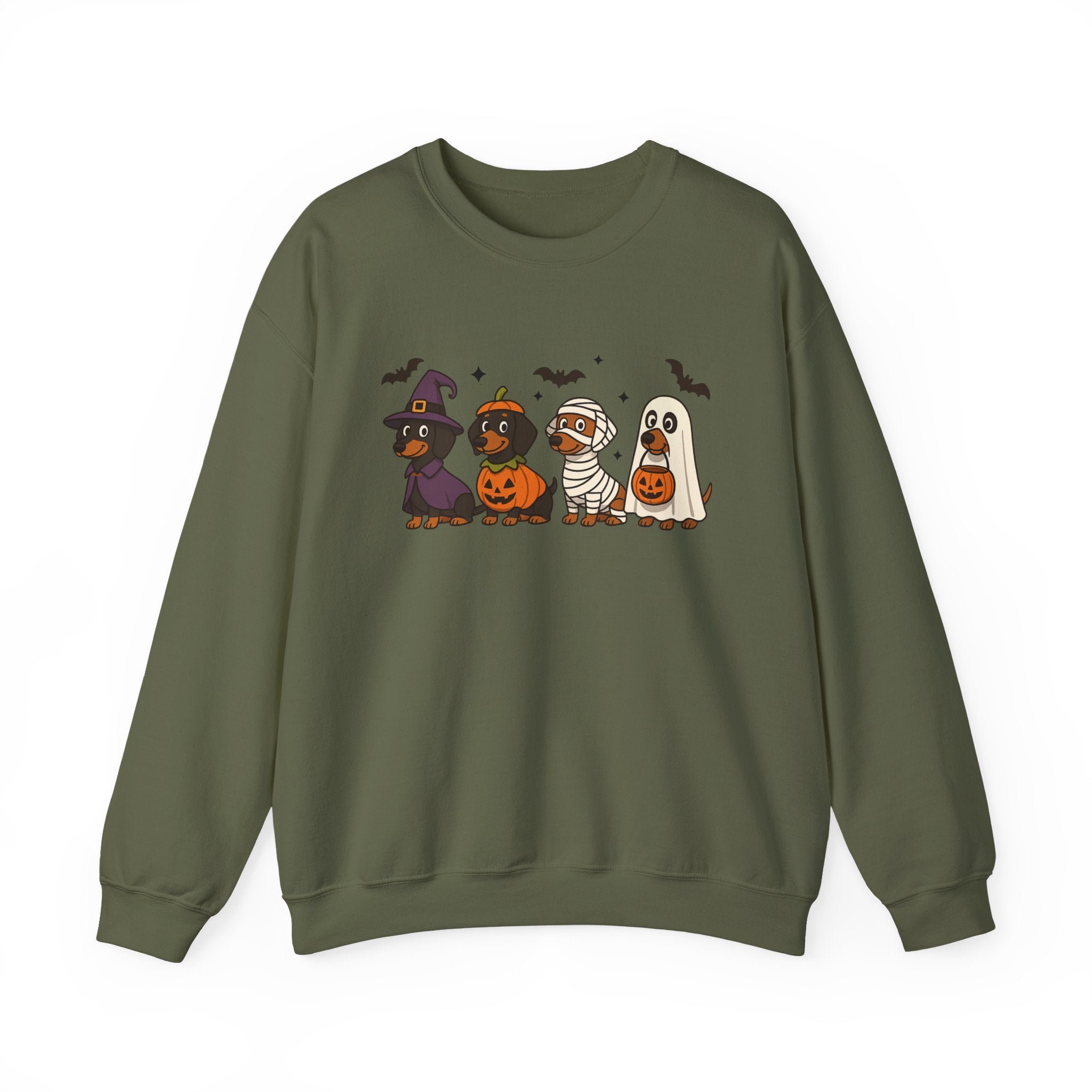 Halloween Dachshund Sweatshirt, Cute Dog Lover Sweatshirt, Pumpkin Ghost Mummy Witch Pullover, Funny Halloween Crewneck, Fall Pet Lover Gift