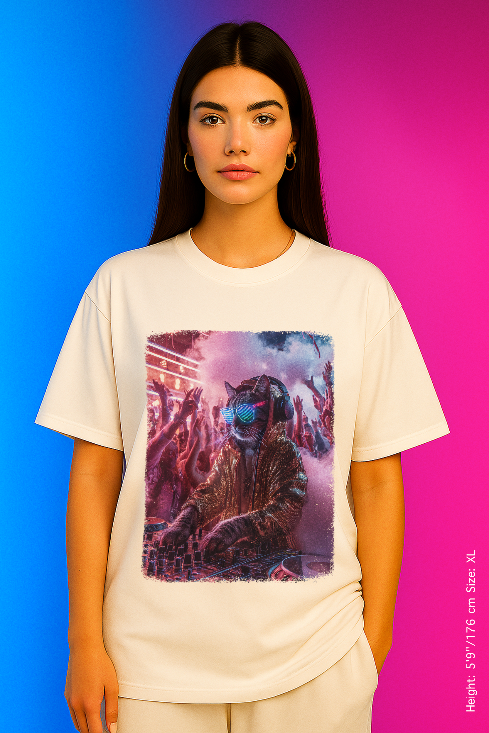 Mainstage Meow Tee – Drop the Bass, Not the Vibe. Vibrant Unisex Graphic T-Shirt with Chill Vibe, Casual Wear for Music Lovers, Perfect for Concerts, Festivals, Gifting