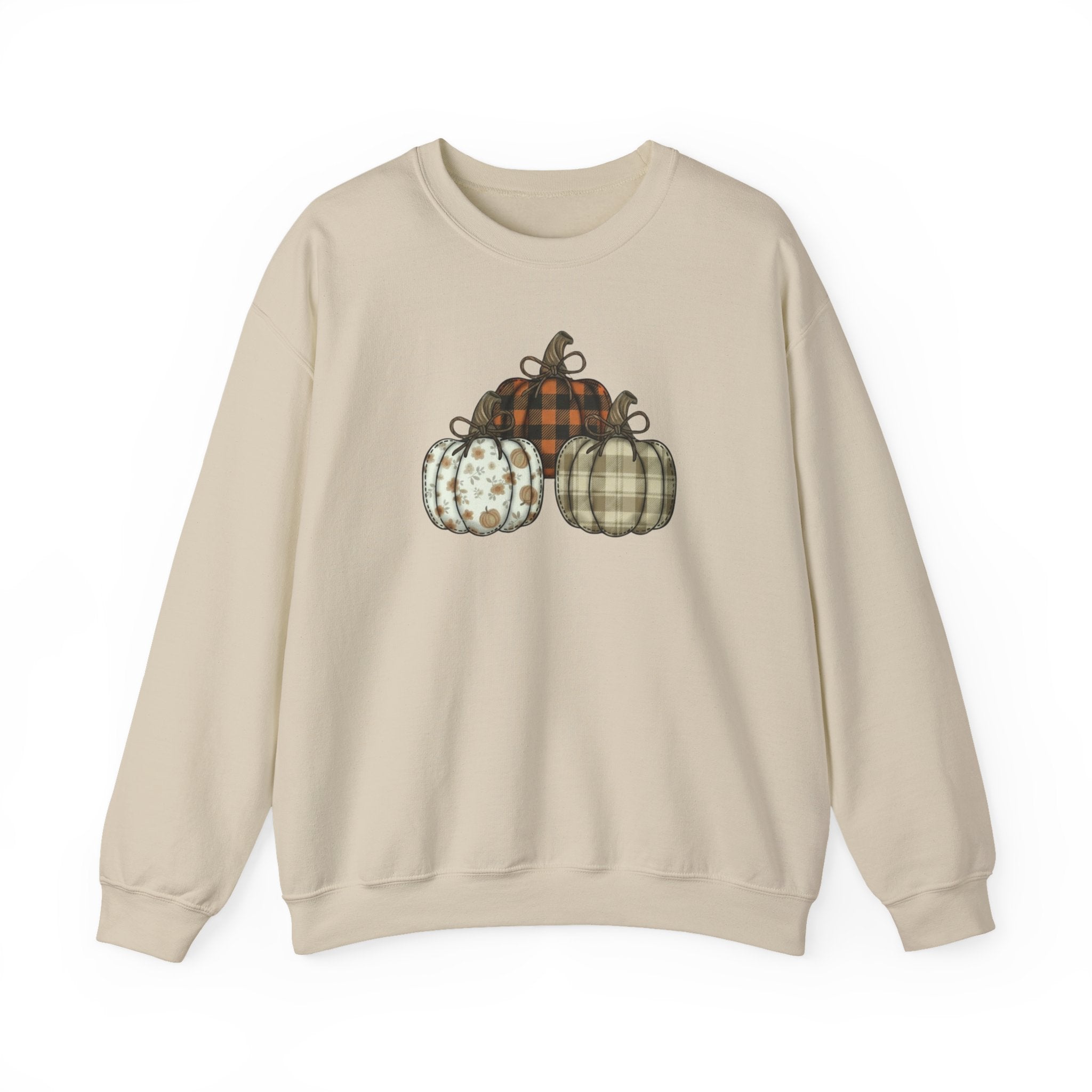 Three Pumpkin Sweatshirt, Boho Pumpkin Fall Crewneck, Patchwork Pumpkin Sweater, Cute Autumn Sweatshirt, Fall Harvest Shirt, Pumpkin Patch Woman Tee