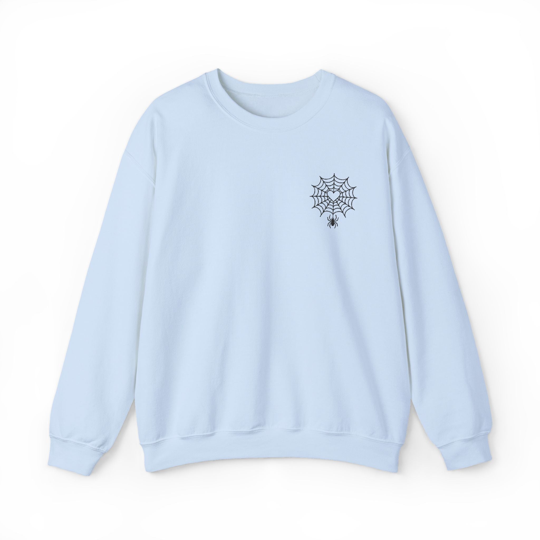 🕷️ Spider Web Minimalist Embroidered Sweatshirt – Subtle, Soft, and Spooky. Cozy Winter Sweatshirt, Unisex Crewneck Sweatshirt, Casual Comfortable Top, Gift for Him/Her, Perfect for Holidays