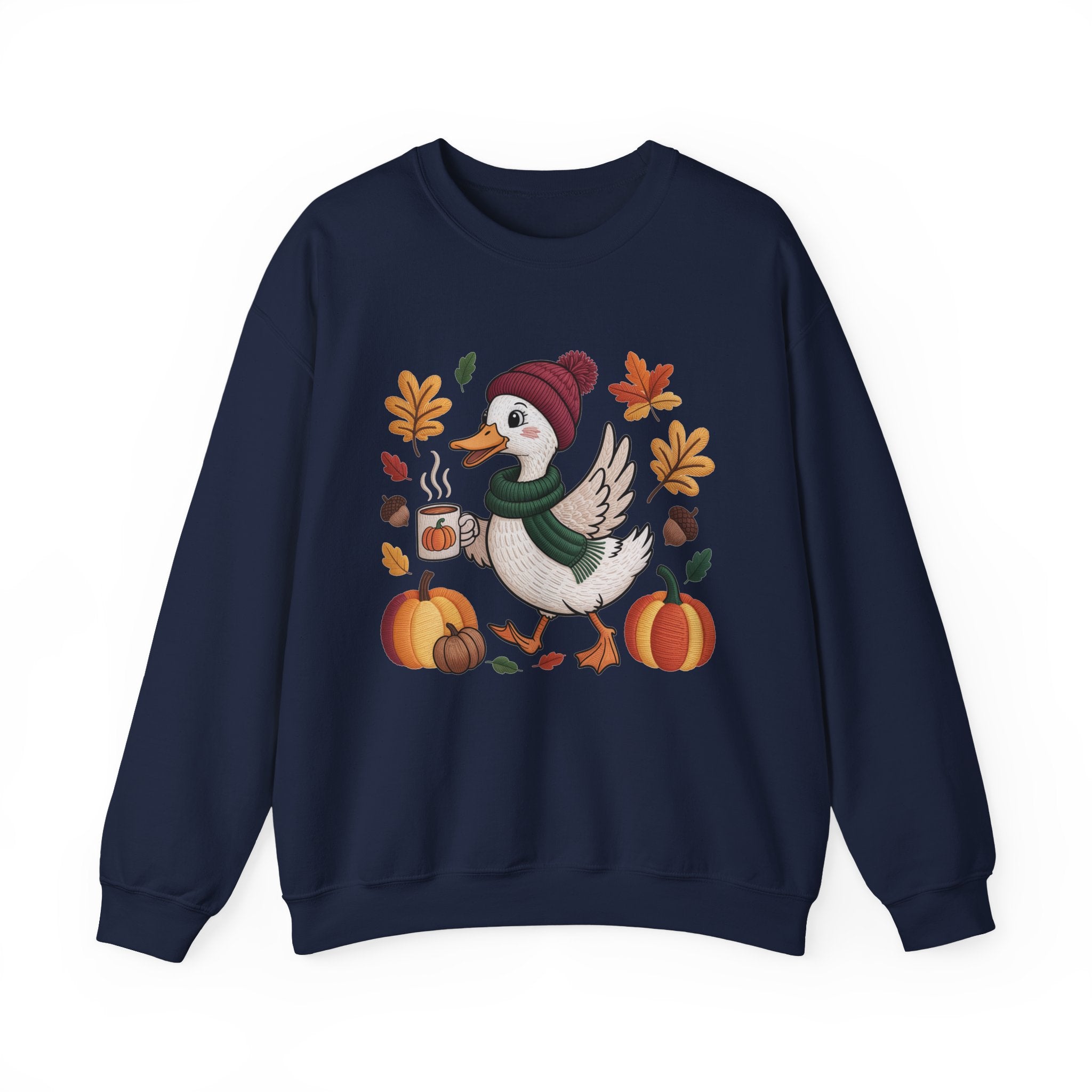 Fall Duck Sweatshirt, Cozy Autumn Pumpkin Sweatshirt, Vintage Fall Crewneck, Cute Animal Lover Gift, Thanksgiving Pullover, Cozy Season Sweatshirt