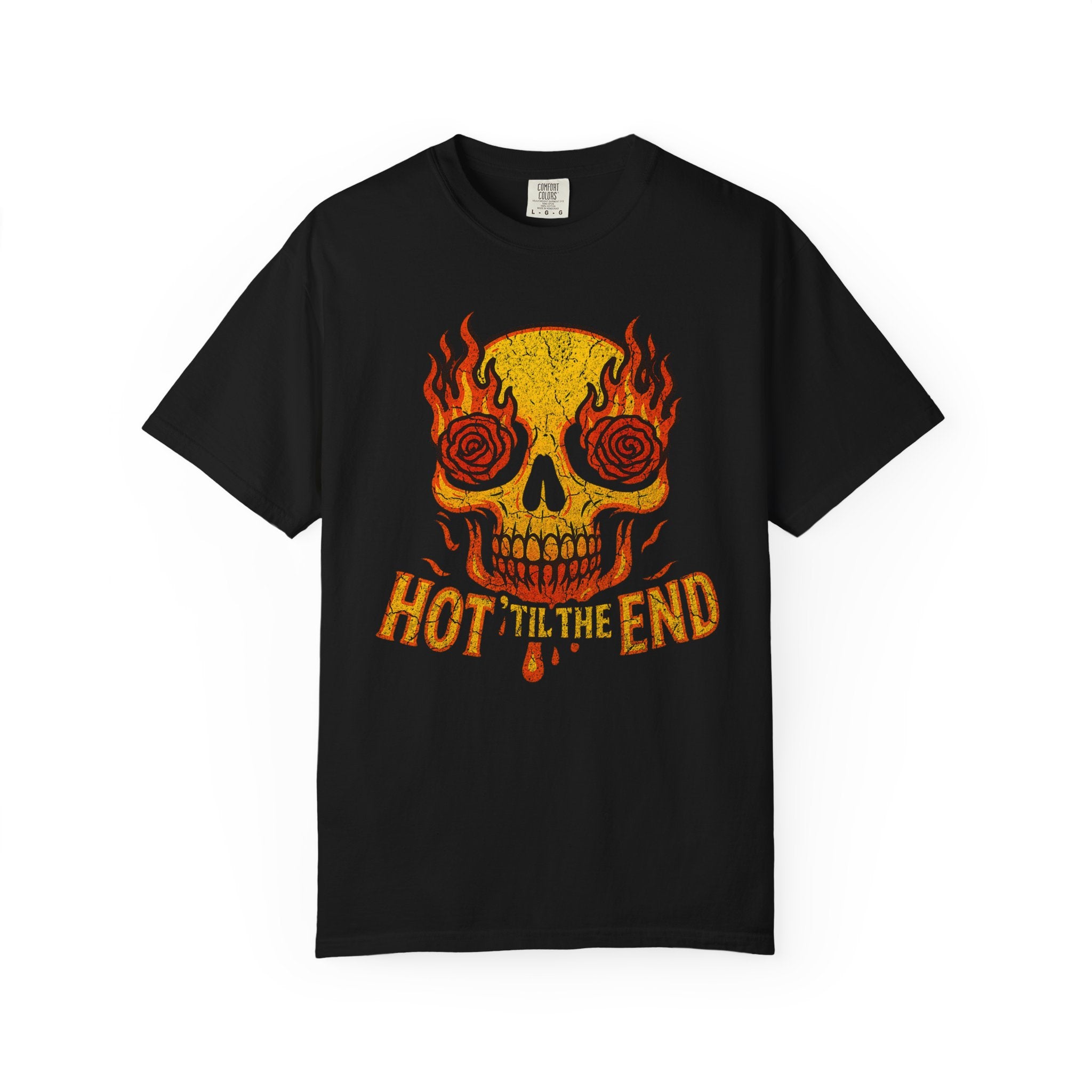 Hot ’Til The End Tee – Spice Never Dies. Trendy Unisex Tee, Gift for Halloween, Festival Wear, Edgy Casual Style