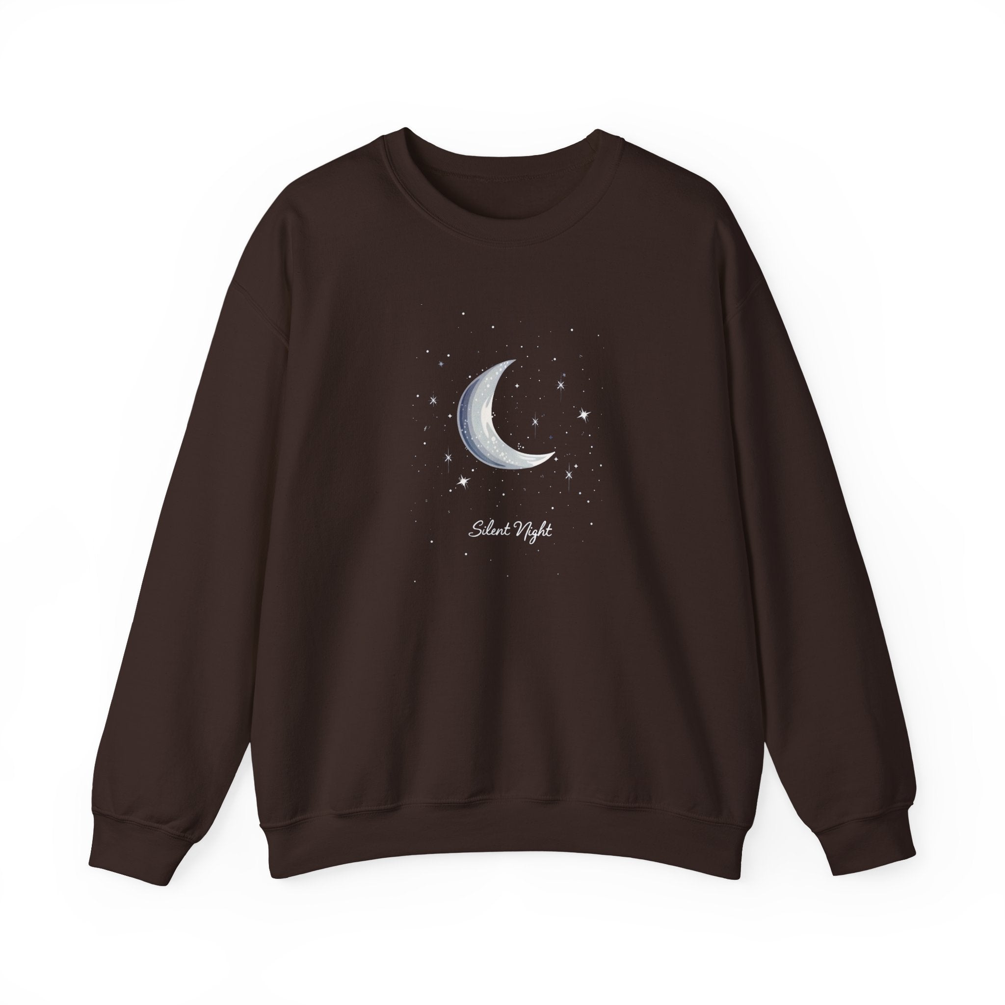Silent Night Christmas Sweatshirt, Moon Christmas Crewneck, Winter Woman Sweater, Astronomy Lover Gift, Girly Holiday Sweatshirt for Woman