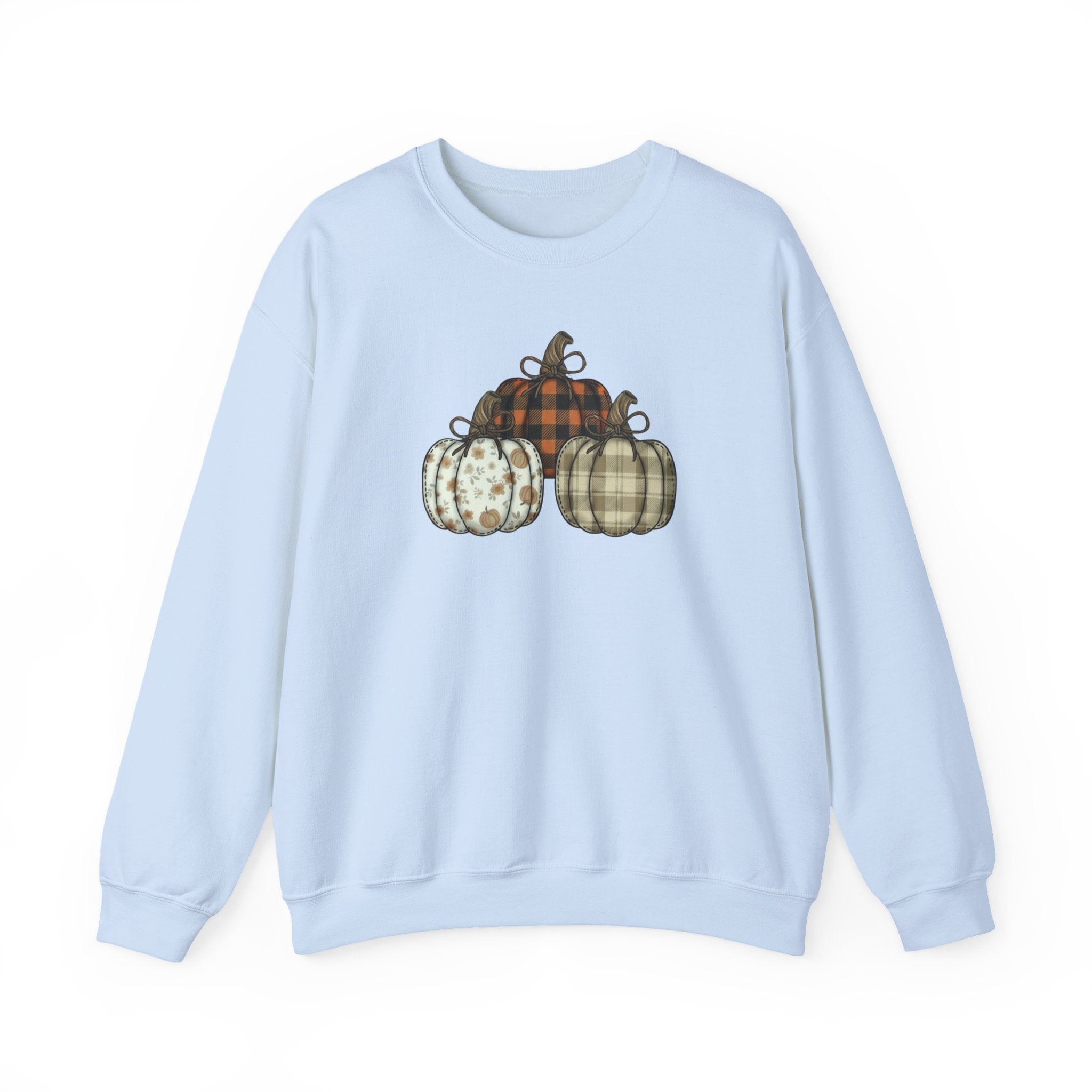 Three Pumpkin Sweatshirt, Boho Pumpkin Fall Crewneck, Patchwork Pumpkin Sweater, Cute Autumn Sweatshirt, Fall Harvest Shirt, Pumpkin Patch Woman Tee