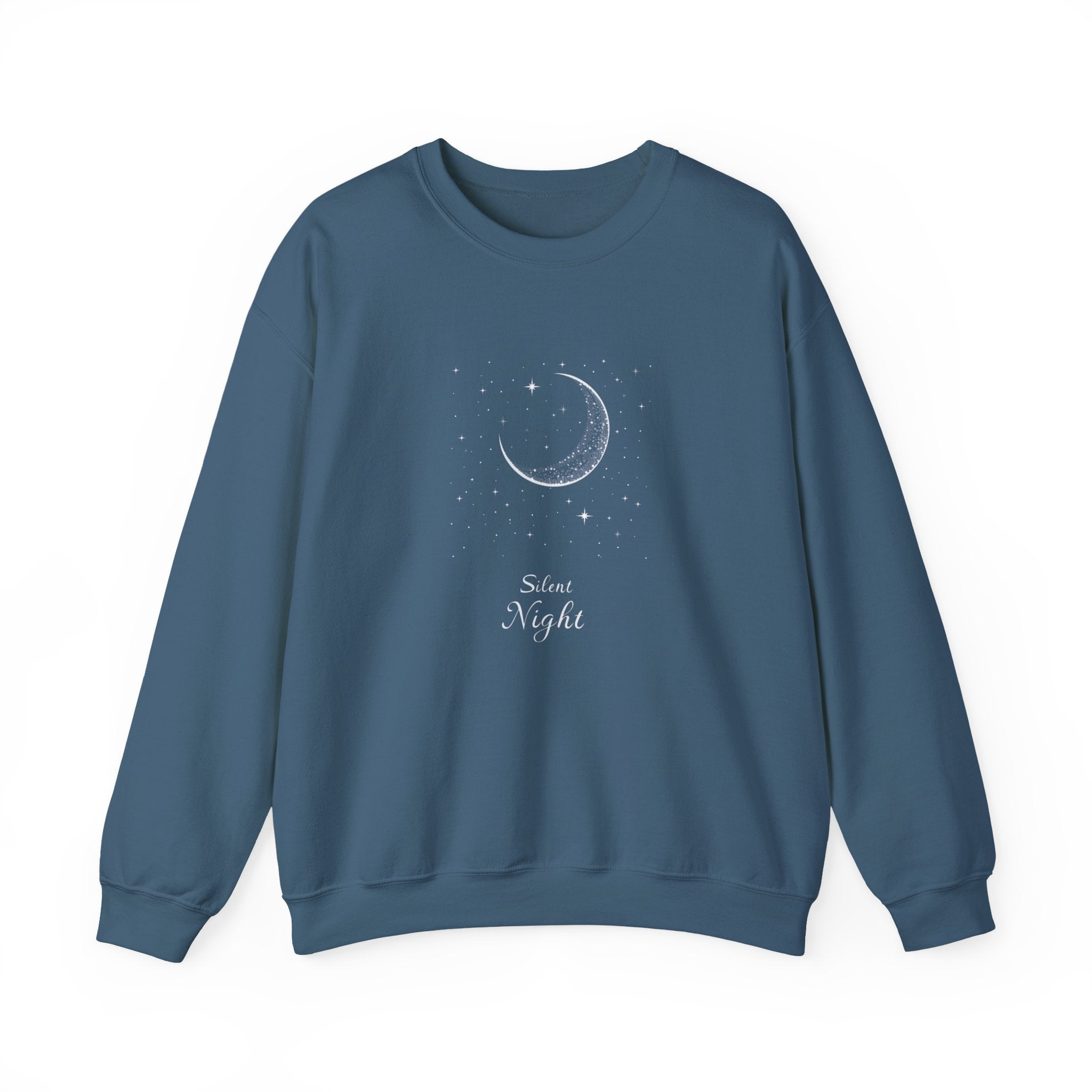 Silent Night Christmas Sweatshirt, Moon Christmas Crewneck, Winter Woman Sweater, Christmas Shirt for Women, Girly Holiday Sweatshirt