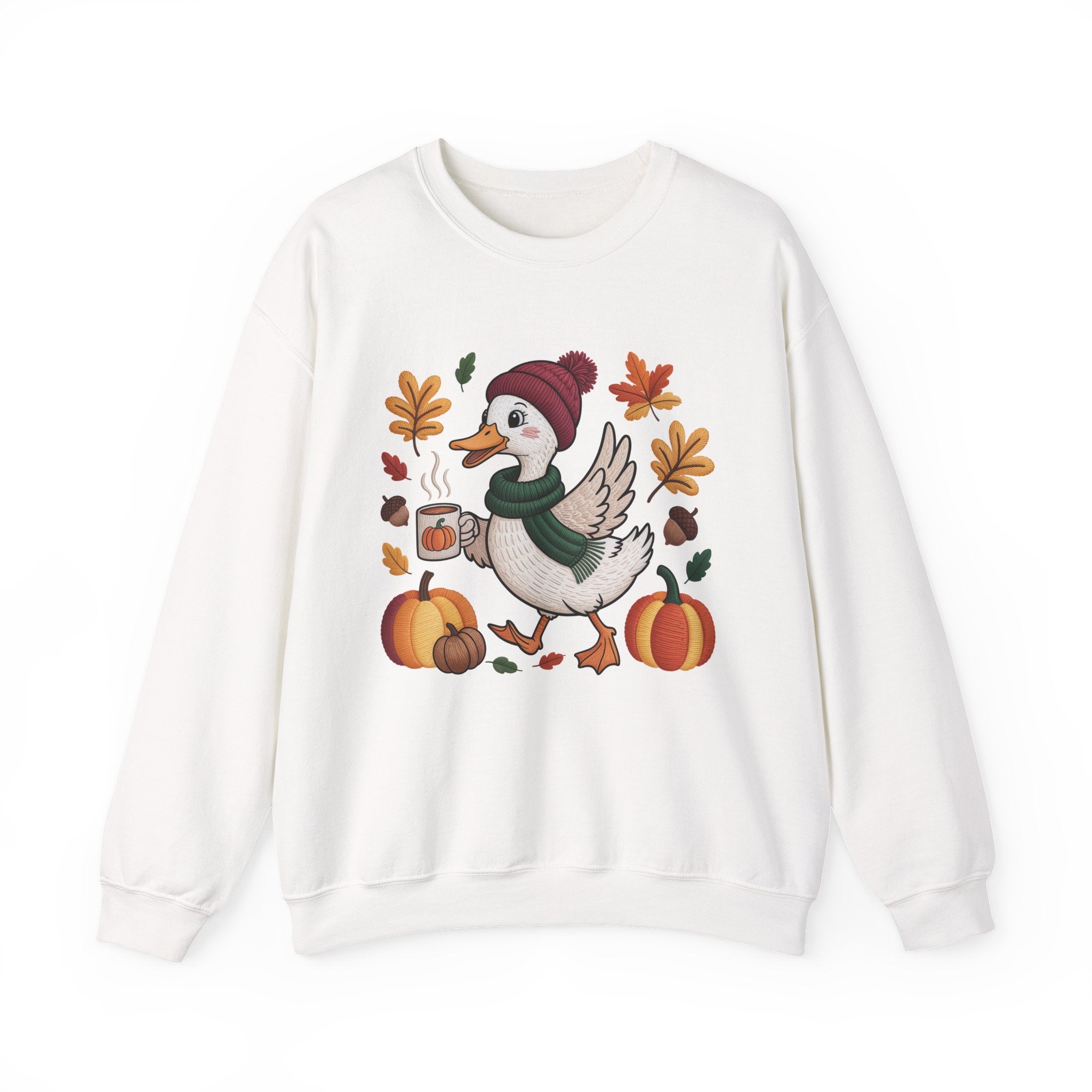 Fall Duck Sweatshirt, Cozy Autumn Pumpkin Sweatshirt, Vintage Fall Crewneck, Cute Animal Lover Gift, Thanksgiving Pullover, Cozy Season Sweatshirt