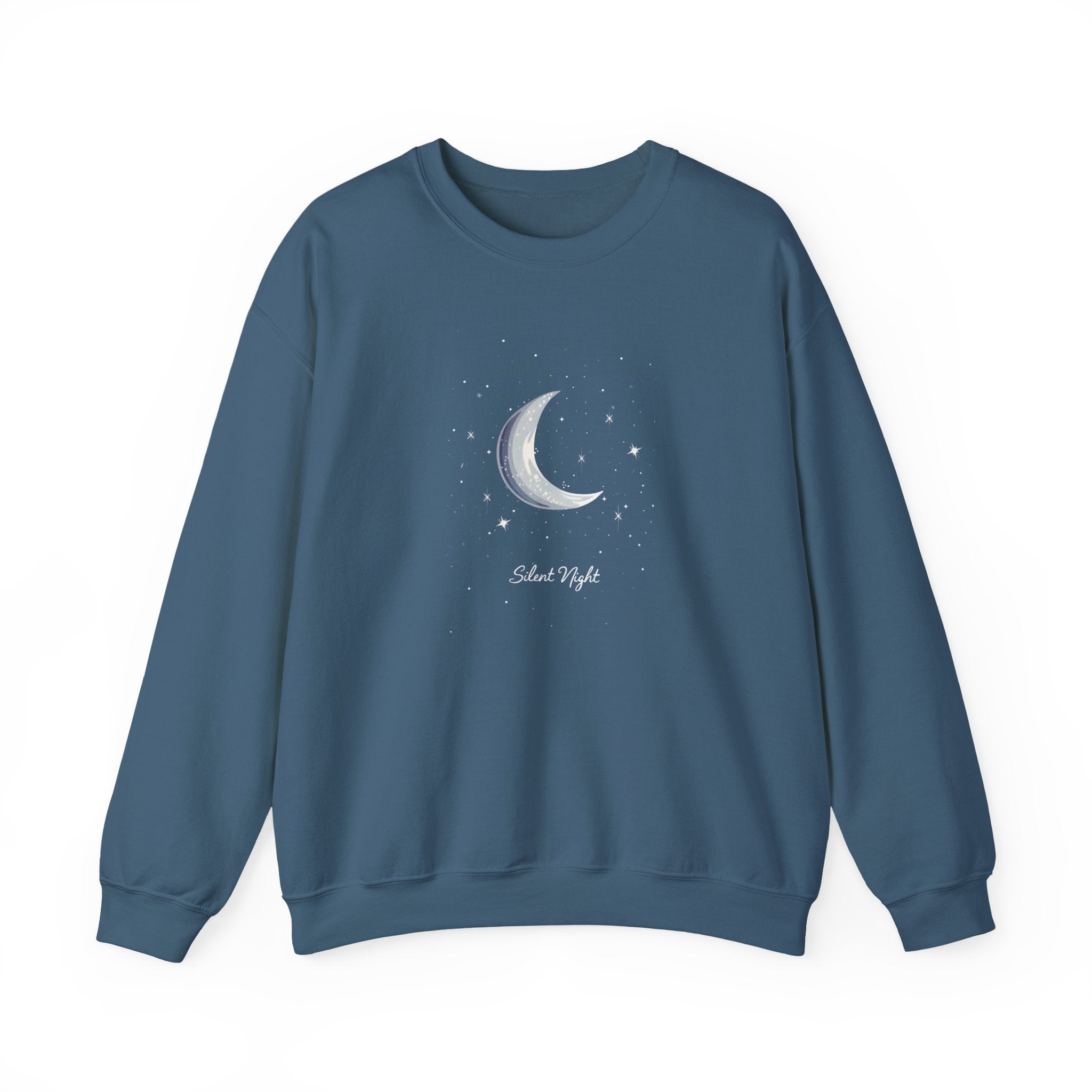 Silent Night Christmas Sweatshirt, Moon Christmas Crewneck, Winter Woman Sweater, Astronomy Lover Gift, Girly Holiday Sweatshirt for Woman