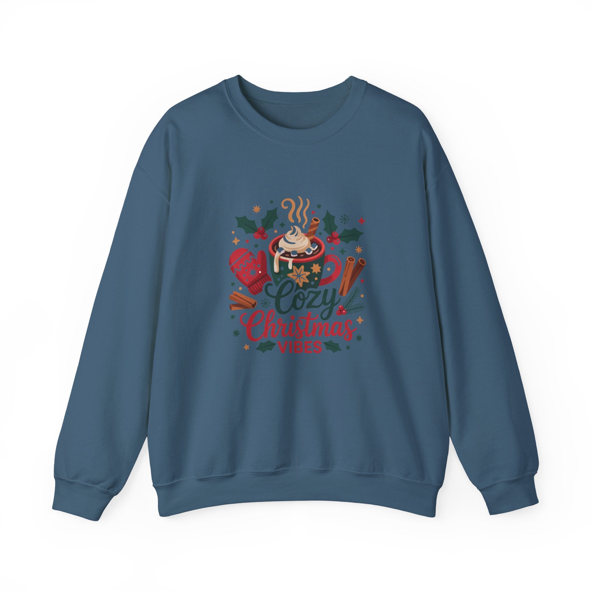 Cozy Christmas Vibes Sweatshirt, Cozy Season Vibes Crewneck, Cocoa Christmas Sweater, Womens Xmas Party Crewneck, Festive Holiday Outfit