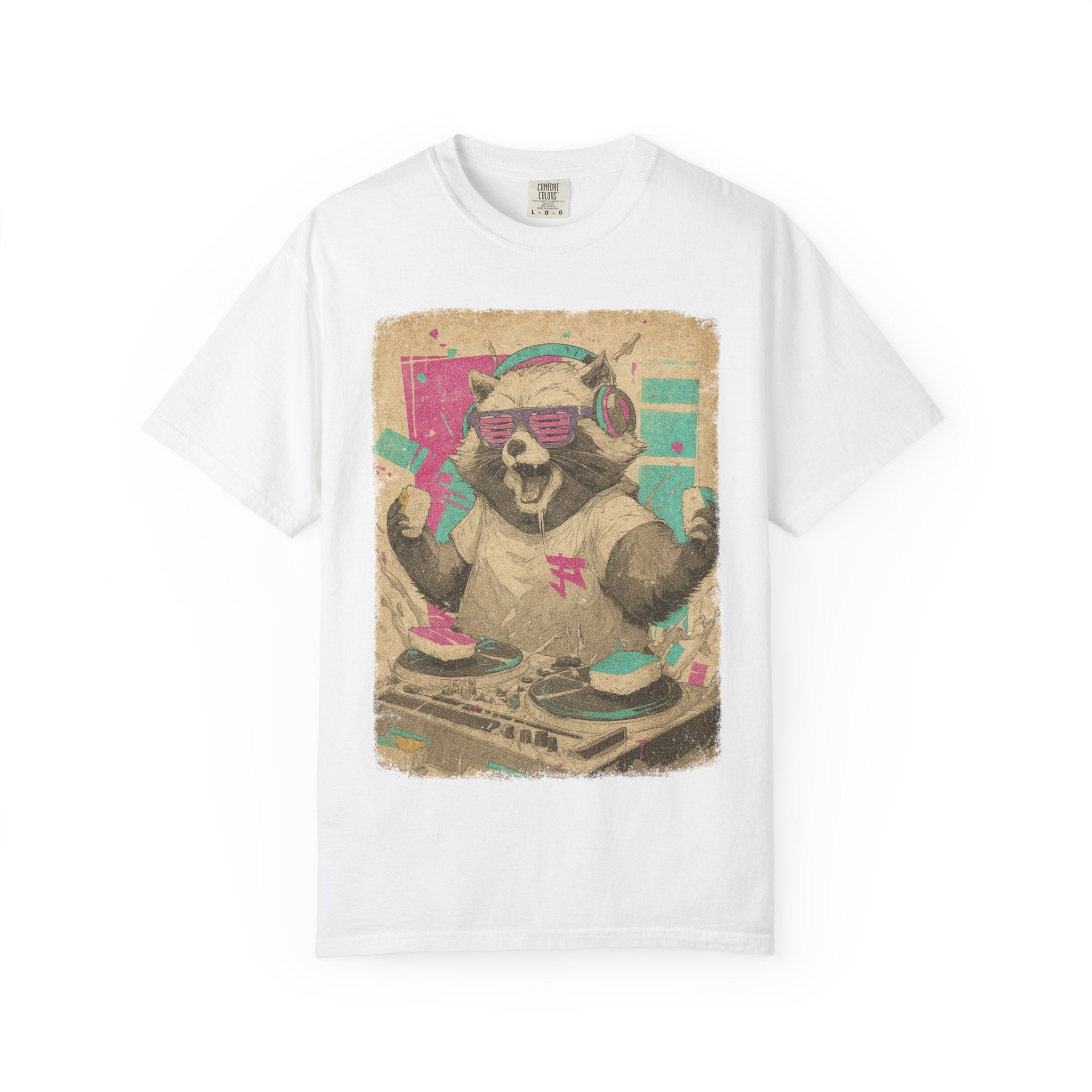 Raccoon Rollout Tee – Chaos on the Decks, Unisex Garment-Dyed Tee, Music Lover Gift, Animal Lover Apparel, Retro Vibe Shirt, Festival Wear