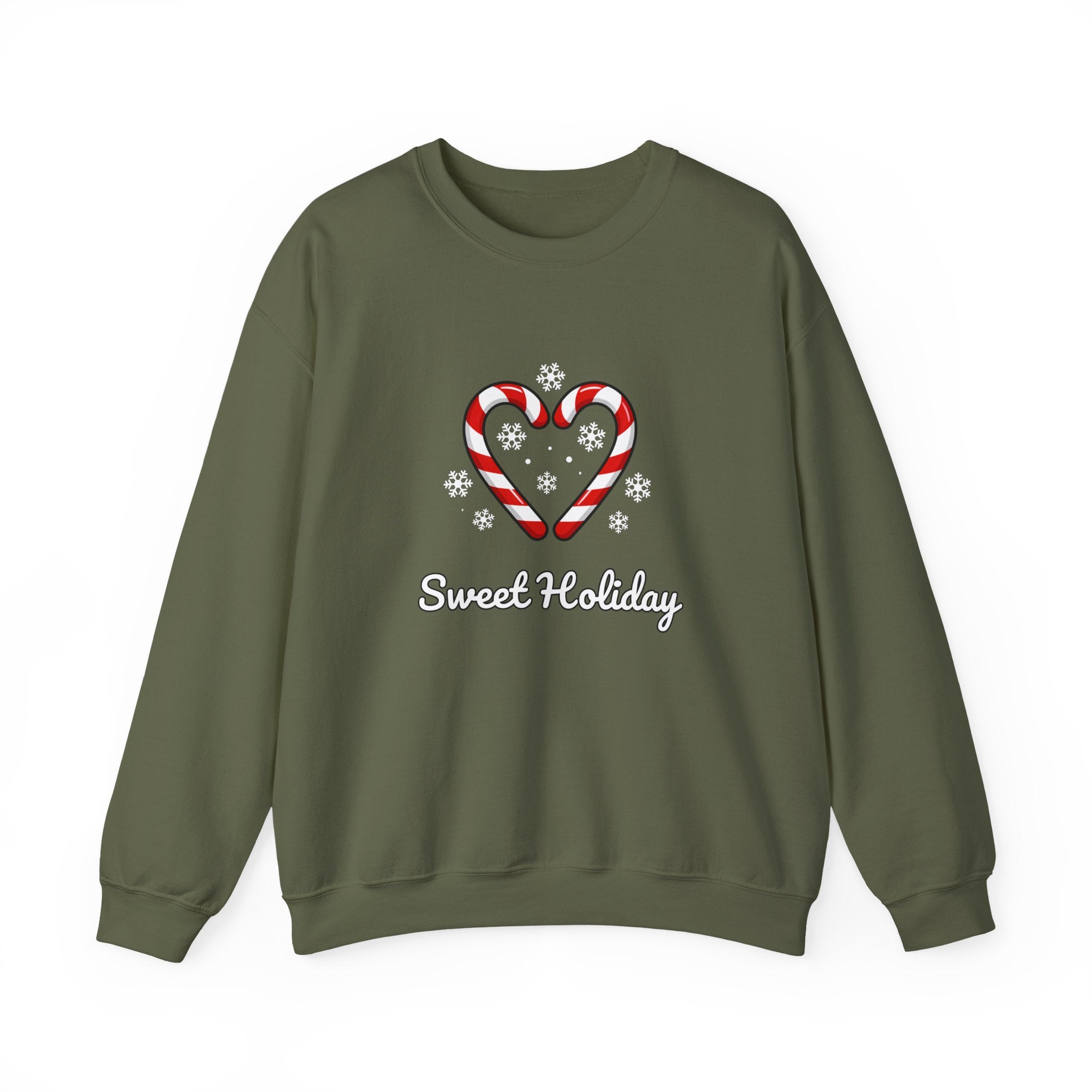Sweet Holiday Sweatshirt, Candy Cane Heart Christmas Sweater, Snowflake Winter Sweater, Cute Xmas Crewneck for Women, Christmas Sweatshirt for Women
