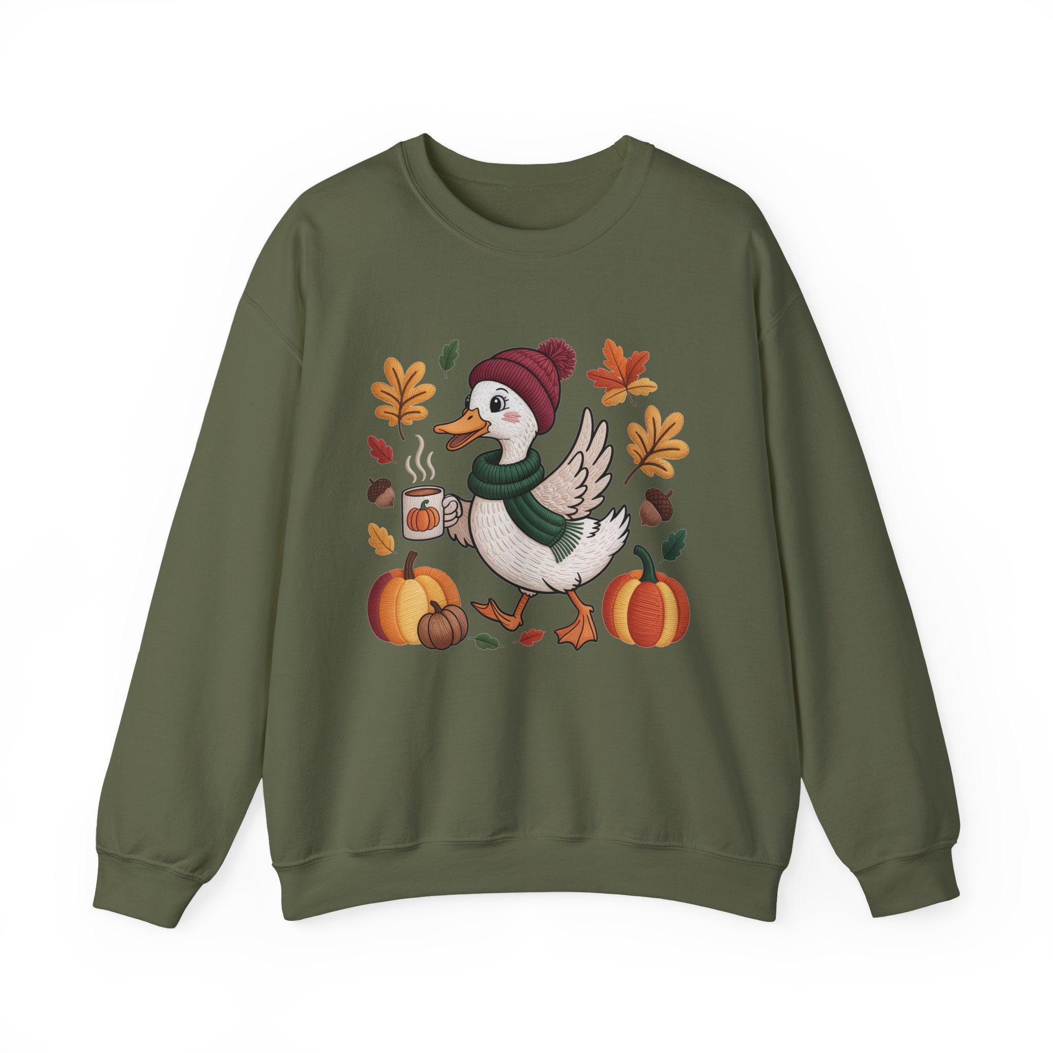Fall Duck Sweatshirt, Cozy Autumn Pumpkin Sweatshirt, Vintage Fall Crewneck, Cute Animal Lover Gift, Thanksgiving Pullover, Cozy Season Sweatshirt