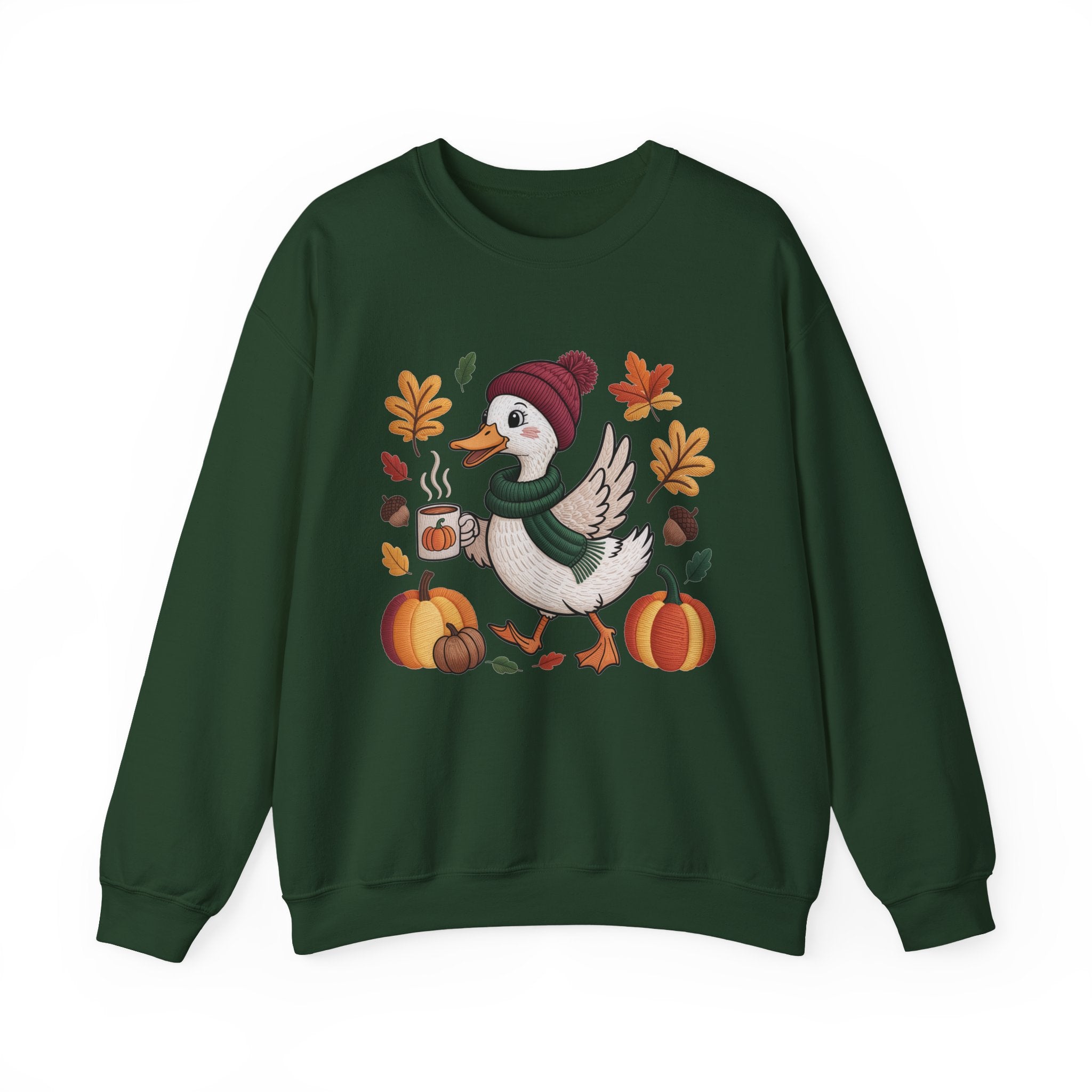 Fall Duck Sweatshirt, Cozy Autumn Pumpkin Sweatshirt, Vintage Fall Crewneck, Cute Animal Lover Gift, Thanksgiving Pullover, Cozy Season Sweatshirt