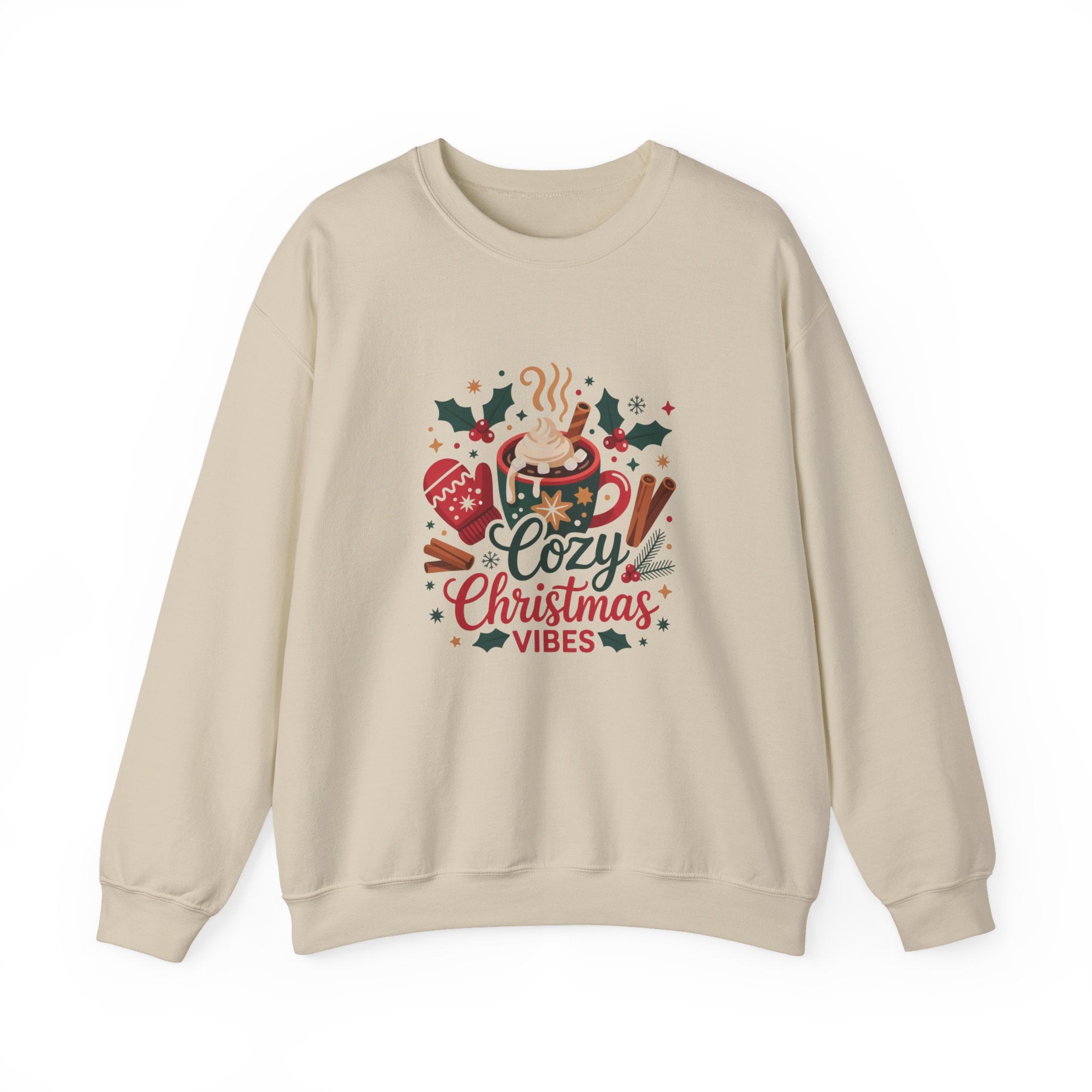 Cozy Christmas Vibes Sweatshirt, Cozy Season Vibes Crewneck, Cocoa Christmas Sweater, Womens Xmas Party Crewneck, Festive Holiday Outfit