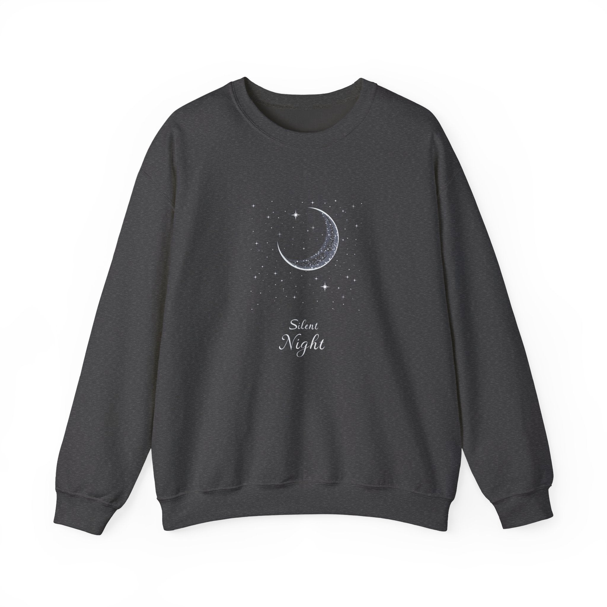 Silent Night Christmas Sweatshirt, Moon Christmas Crewneck, Winter Woman Sweater, Christmas Shirt for Women, Girly Holiday Sweatshirt