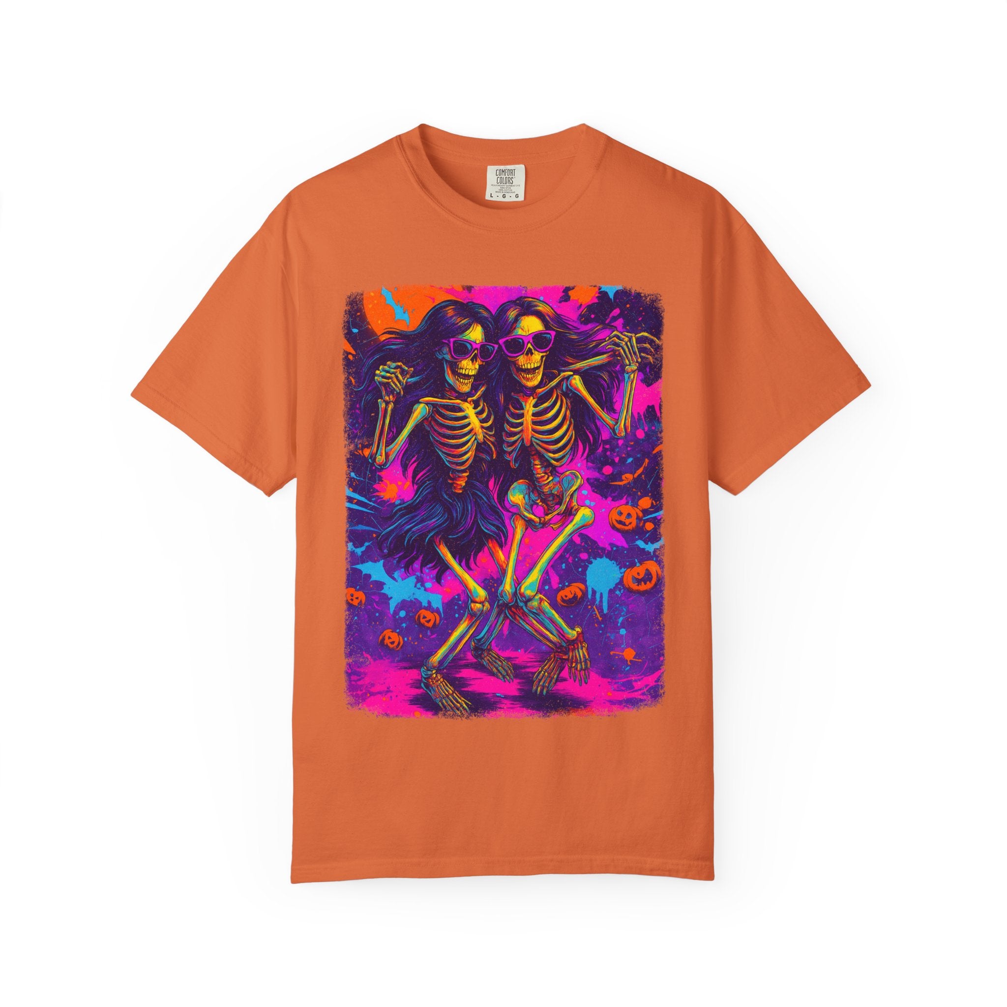 Boo Babes Tee – Besties Beyond the Grave. Vibrant Skeleton Dance T-Shirt, Halloween Fun Shirt, Unisex Graphic Tee, Festival Outfit, Spooky Season Apparel
