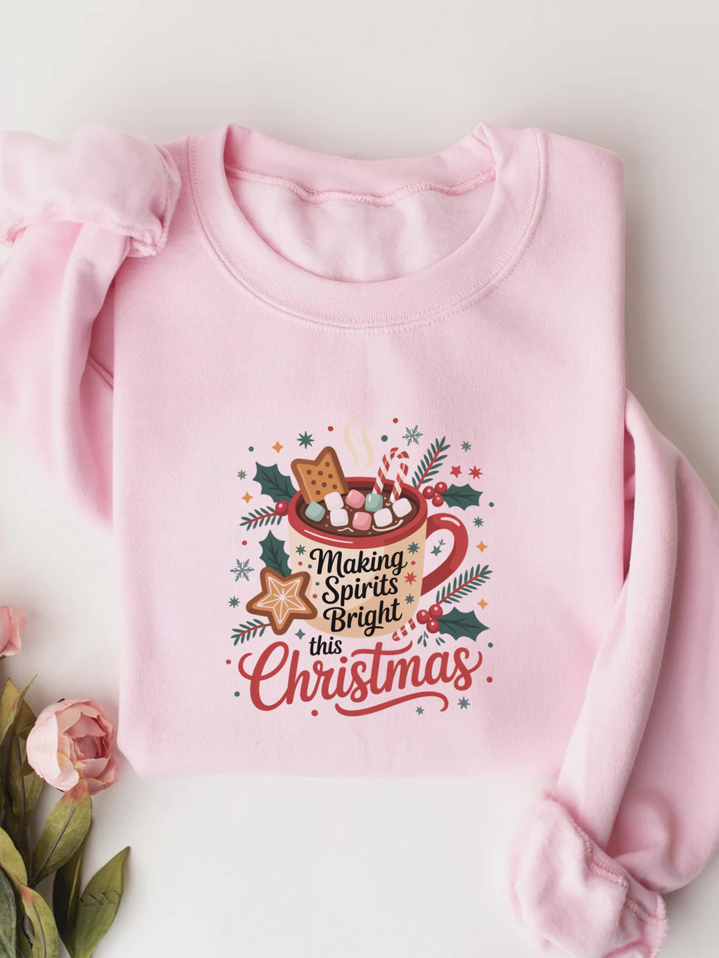Making Spirits Bright Christmas Sweatshirt, Holiday Spirit Crewneck, Christmas Season Sweater, Funny Christmas Sweater, Christmas Shirt For Her, Cozy Winter Gift,Christmas Drinks Shirt,Spirits Sweatshirt