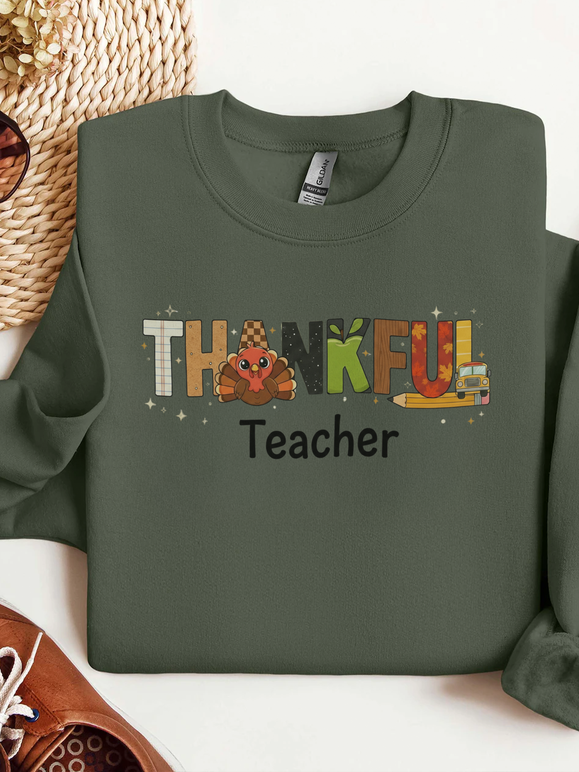 Thankful Teacher Sweatshirt, Turkey Teacher Crewneck, Thanksgiving Teacher Shirt, Kindergarten Teacher Sweatshirt, First Grade Teacher Shirt, Teacher Gift