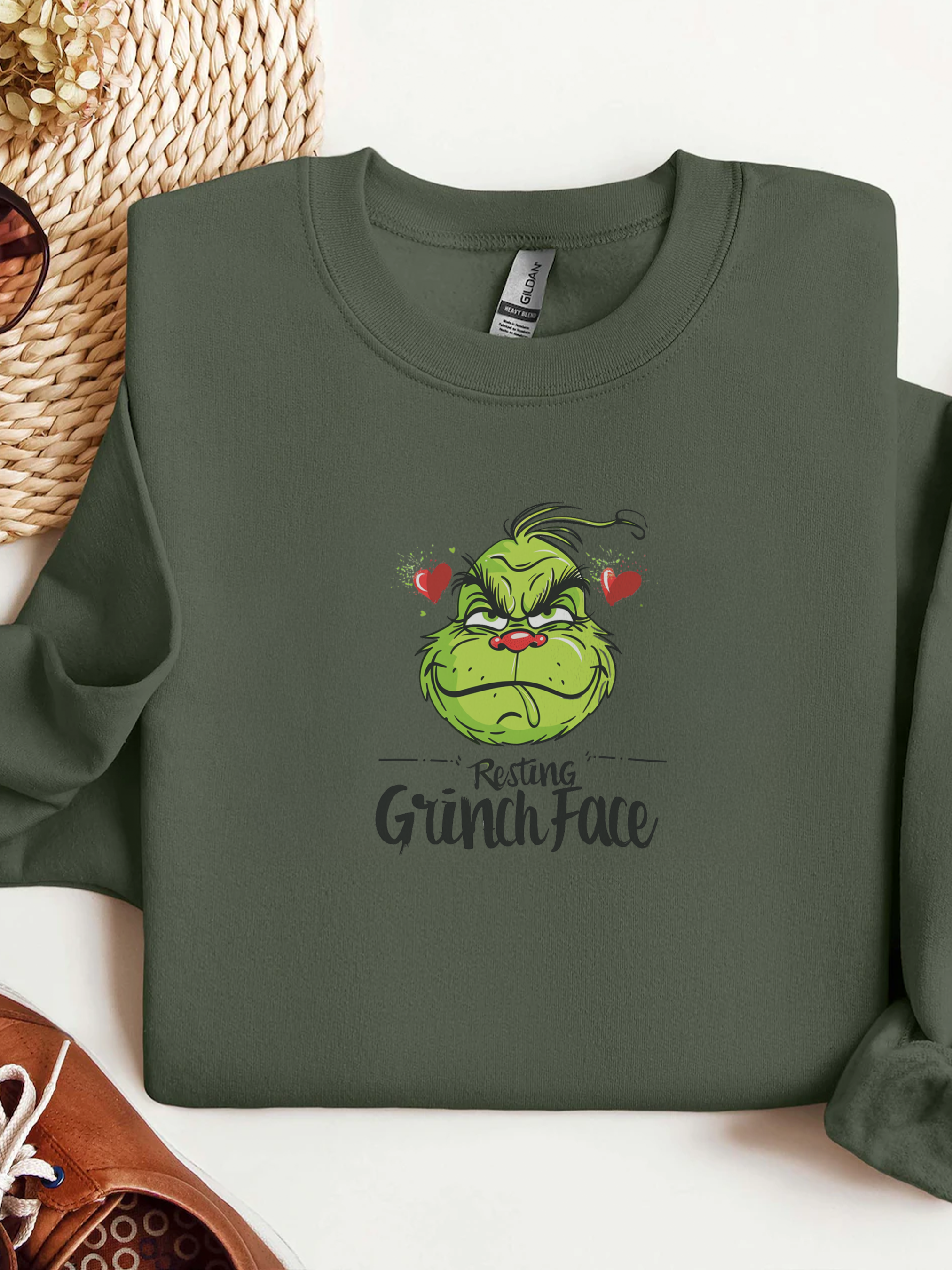 Resting Grinch Face Sweatshirt, Grinch Face Crewneck, Grinchmas Sweater, Christmas Funny Grinch Sweatshirt, Christmas Grinch Shirt Ew People Shirt