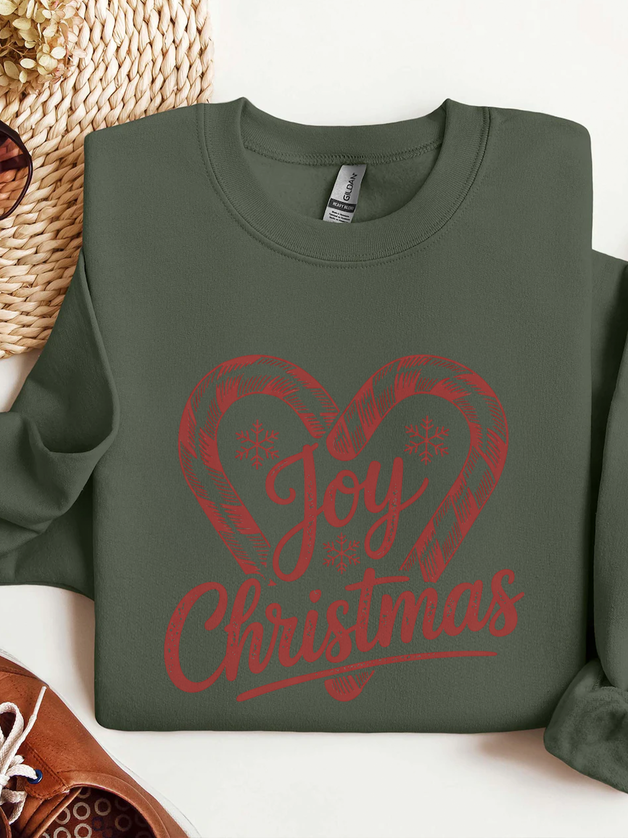 Joy Christmas Sweatshirt, Candy Cane Christmas Sweater, Joy To The World Crewneck, Cute Xmas Crewneck for Women,  Holiday Joyful Shirt