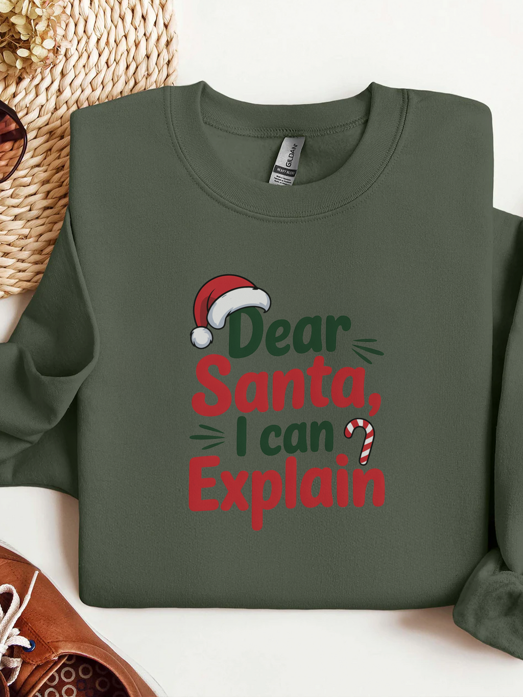 Dear Santa I Can Explain Sweatshirt,  Funny Santa Crewneck, Santa Lover Sweater, Christmas Woman Shirt, Holiday Woman Gift, Xmas Sweatshirt