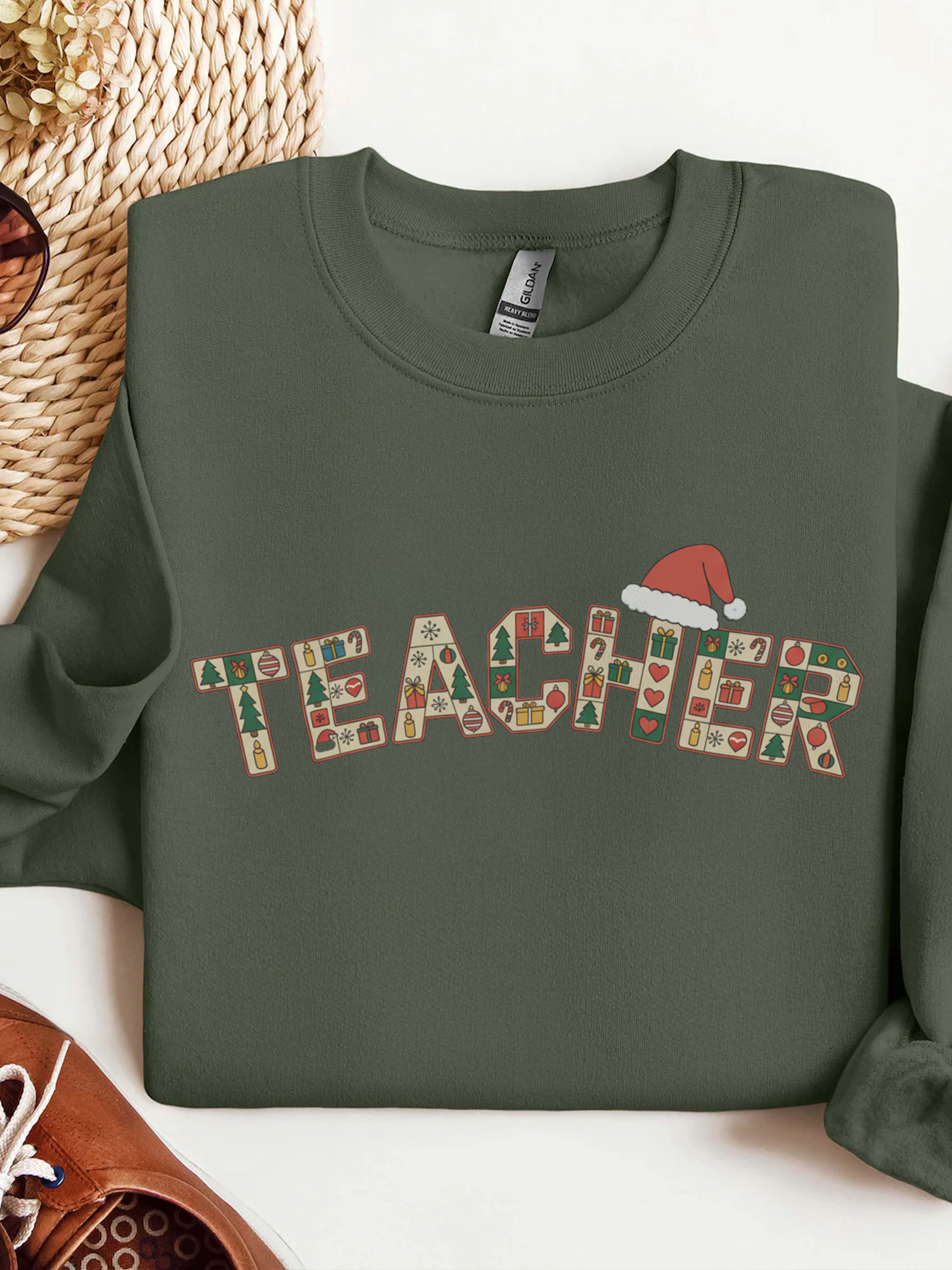 Merry Christmas Teacher Sweatshirt, Christmas Teachers Crewneck, Holly Jolly Teacher Xmas Sweater, Teacher Party Shirt, Gift For Teacher