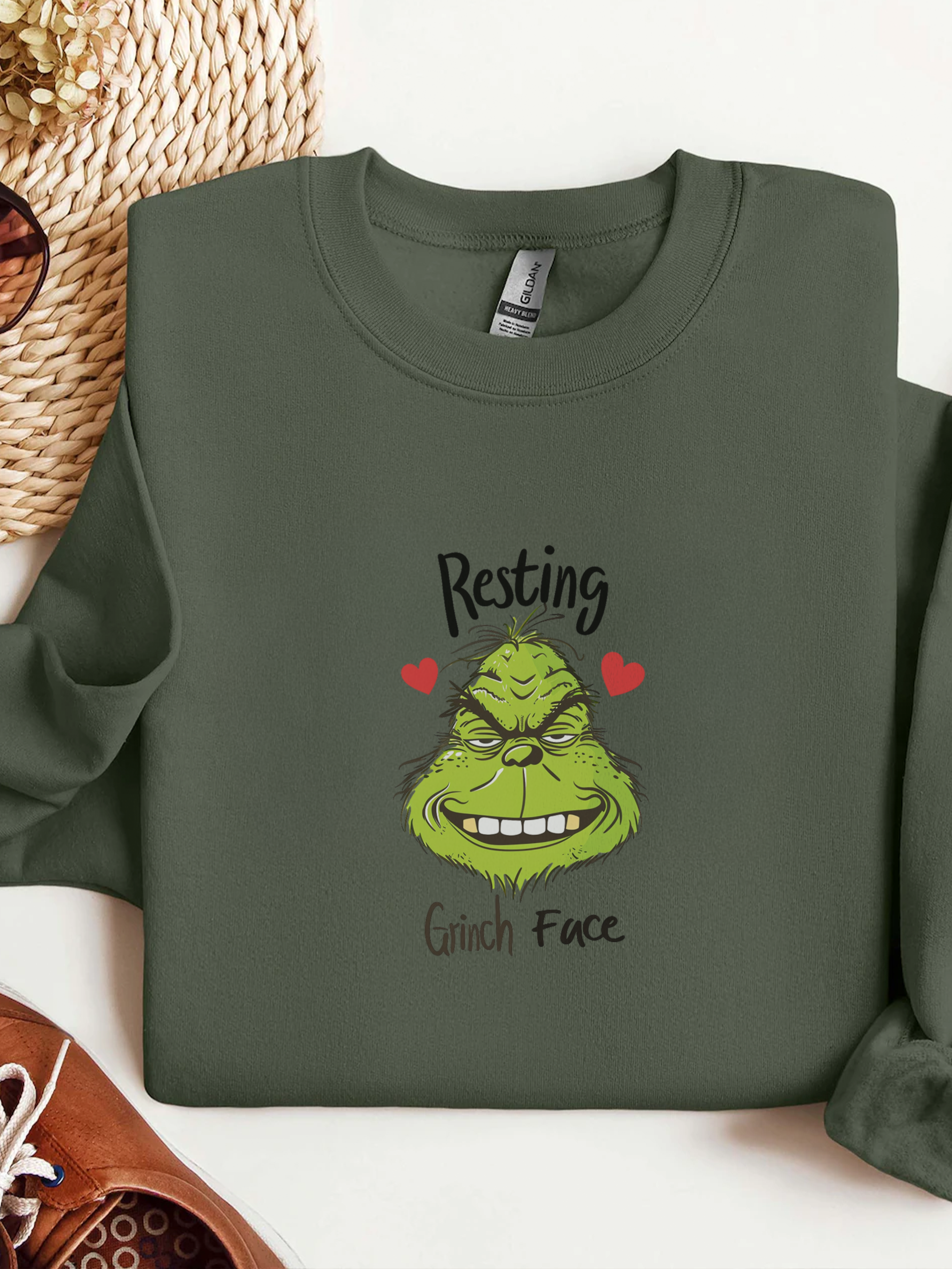 Resting Grinch Face Sweatshirt, Grinch Face Crewneck, Grinchmas Sweater, Christmas Funny Grinch Sweatshirt, Christmas Grinch Shirt Ew People Shirt