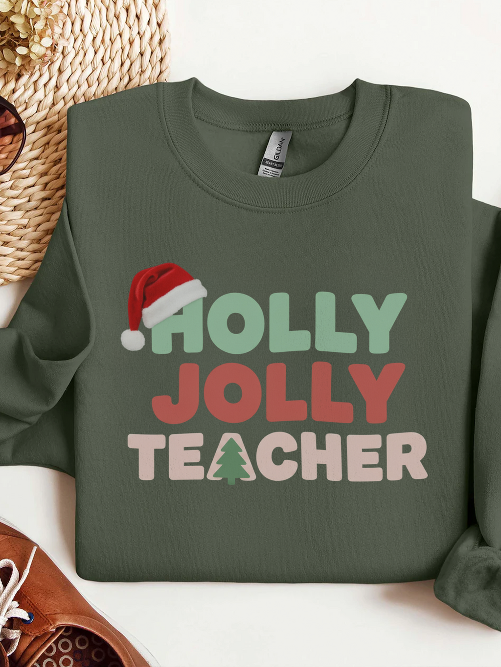 Holly Jolly Teacher Christmas Sweatshirt, Merry Christmas Teachers Crewneck, Holly Jolly Teacher Xmas Sweater, Teacher Party Sweatshirt, Gift for Teacher